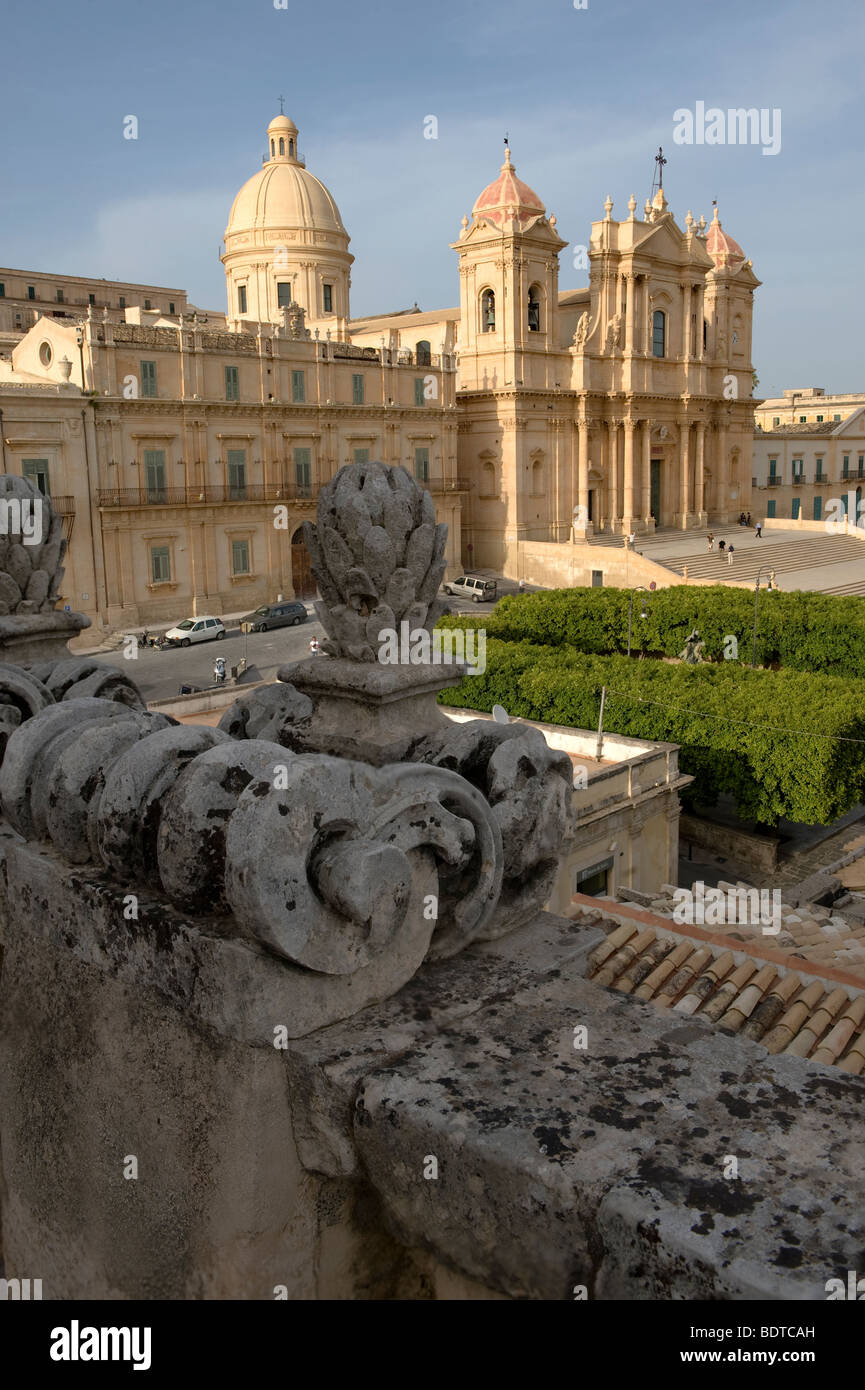 Restaurata la cattedrale barocca di San Nicolò - Noto, Sicilia Foto Stock
