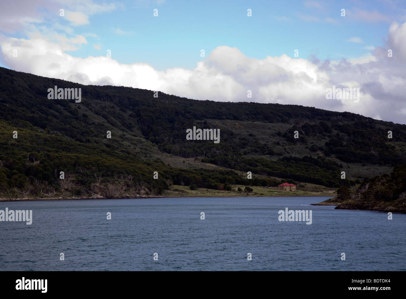Storico Baia Wulaia, cileno fiordi, Cile Foto Stock