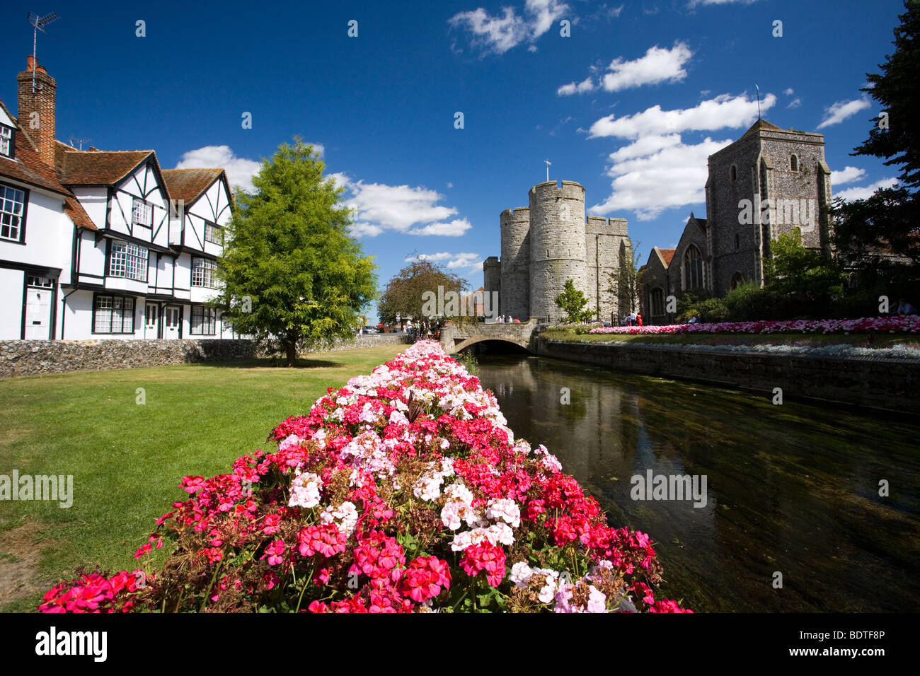 Westgate giardini e torri in Canterbury ,Kent, Regno Unito. Foto Stock