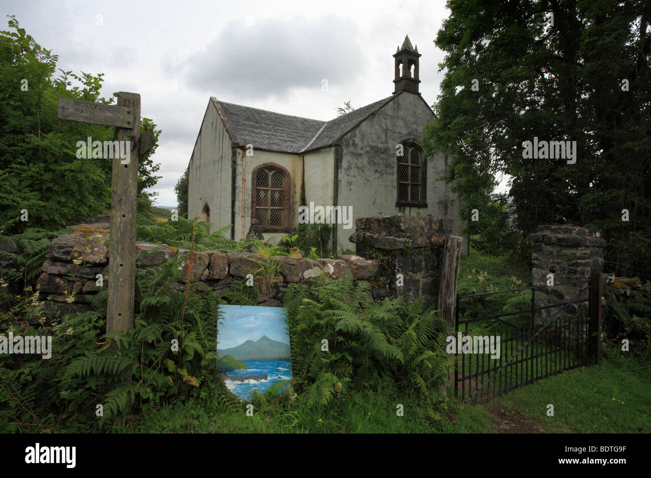 La chiesa sull isola di Ulva, off Mull, in Scozia. Foto Stock