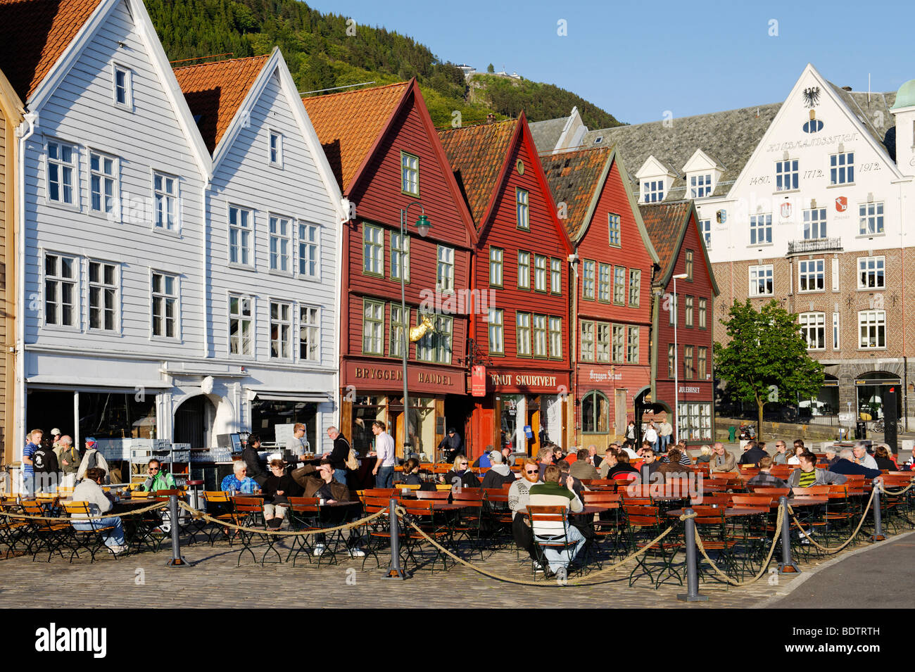 Hanseatic trimestre, Bryggen, Bergen, Norvegia, Europa Foto Stock