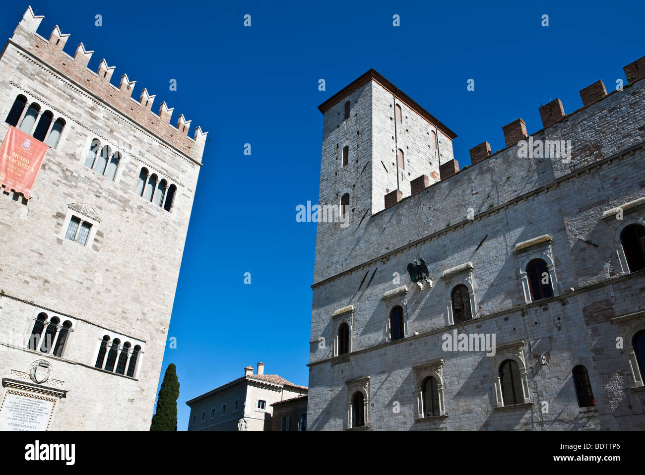 L'Italia,Umbria,Todi,l'del Popolo e i palazzi comunali Foto Stock