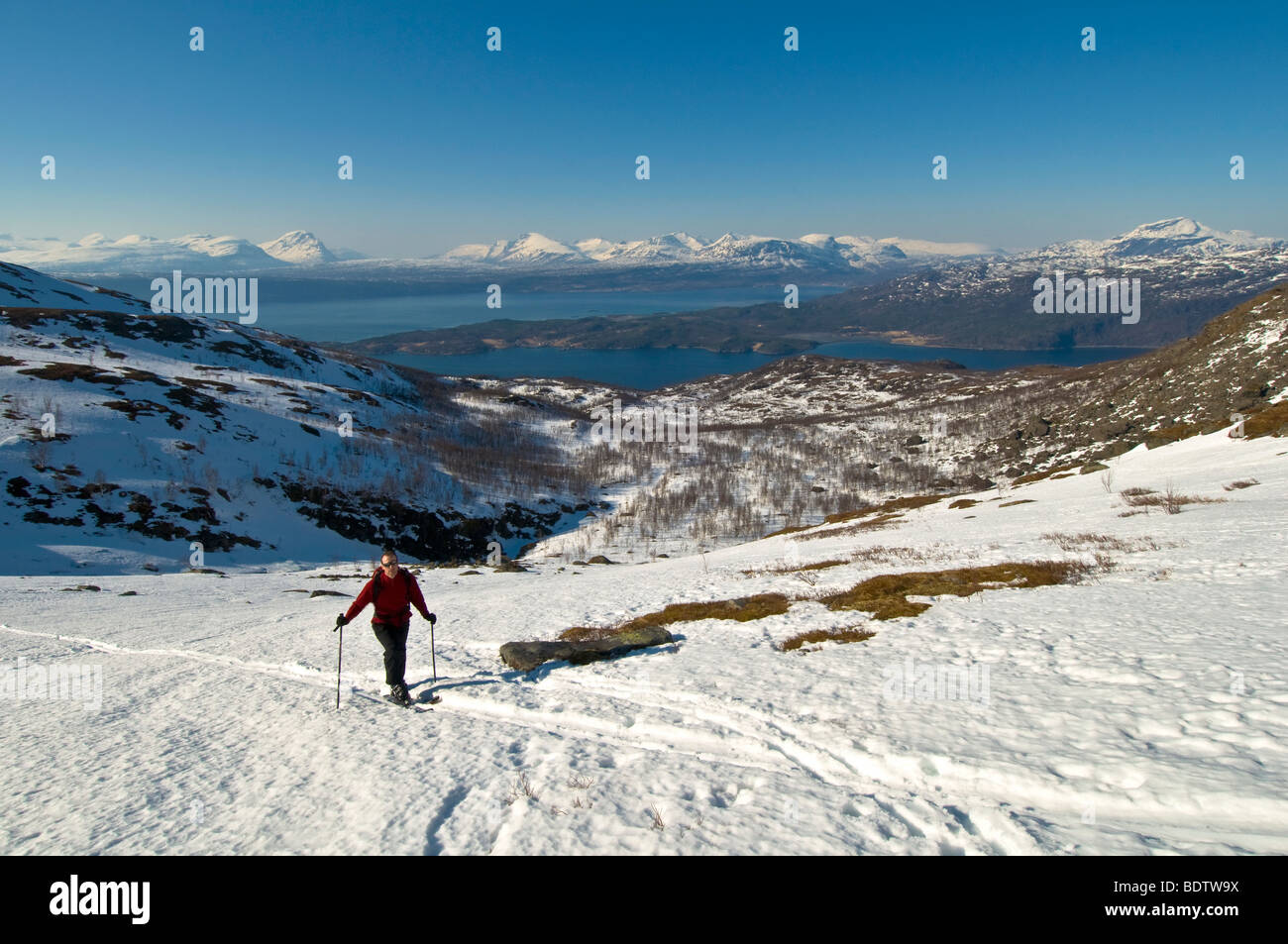 Skitourengeher, ofotfjorden, narvik, Nordland, norwegen, sci alpinismo, Norvegia Foto Stock