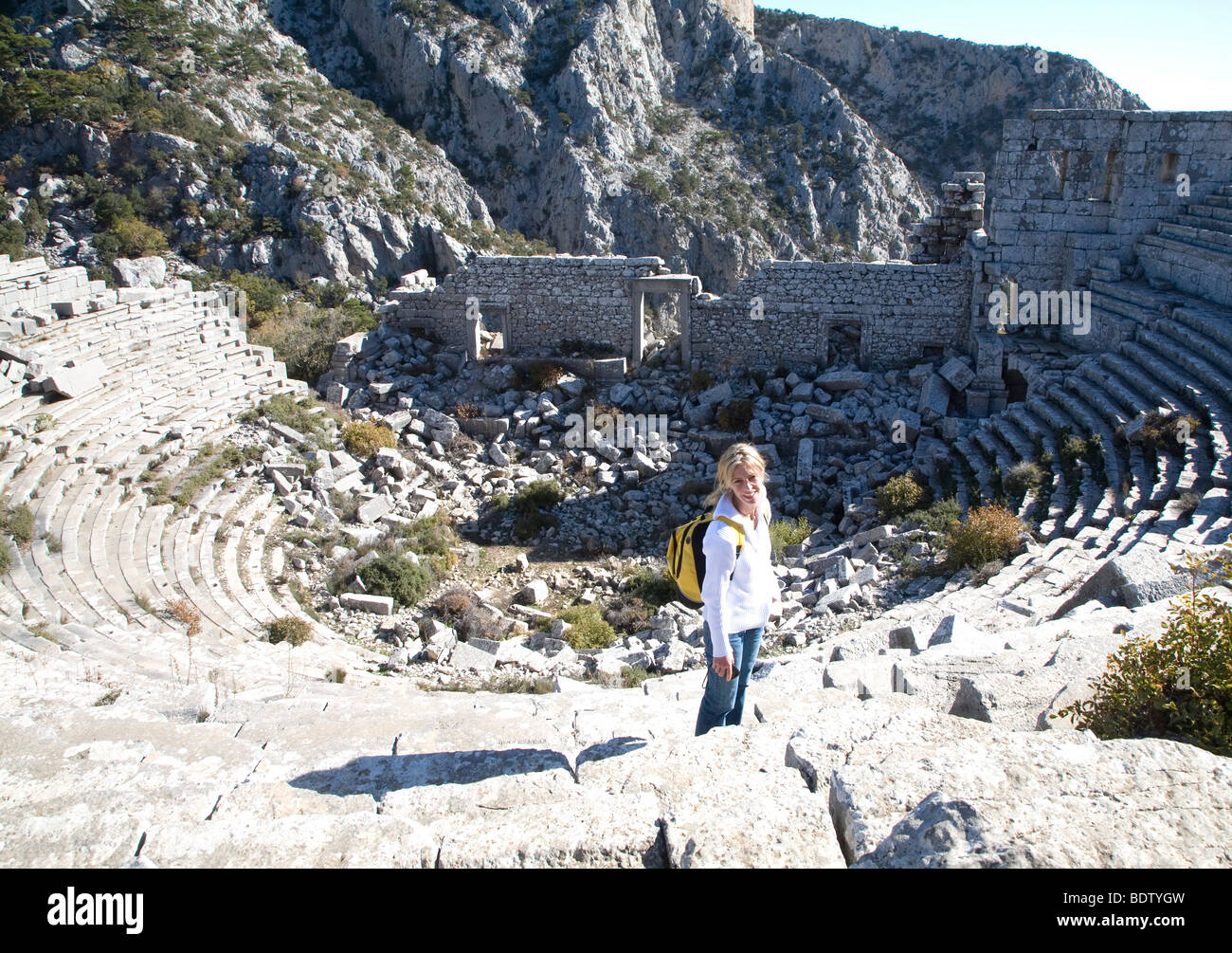 Anfiteatro griechisches im antiken termessos, tuerkei, Anfiteatro greco in antiche termessos, Turchia Foto Stock