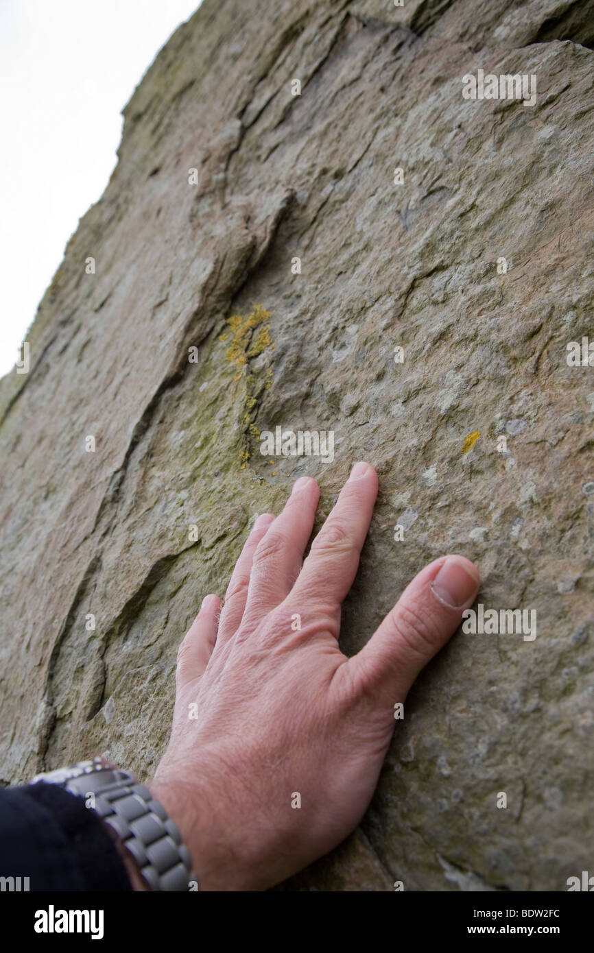 Weltkulturerbestaette steinzeitlicher steinkreis anello di brodgar, cultura mondiale del patrimonio di Orkney Islands, Scozia, schottland Foto Stock