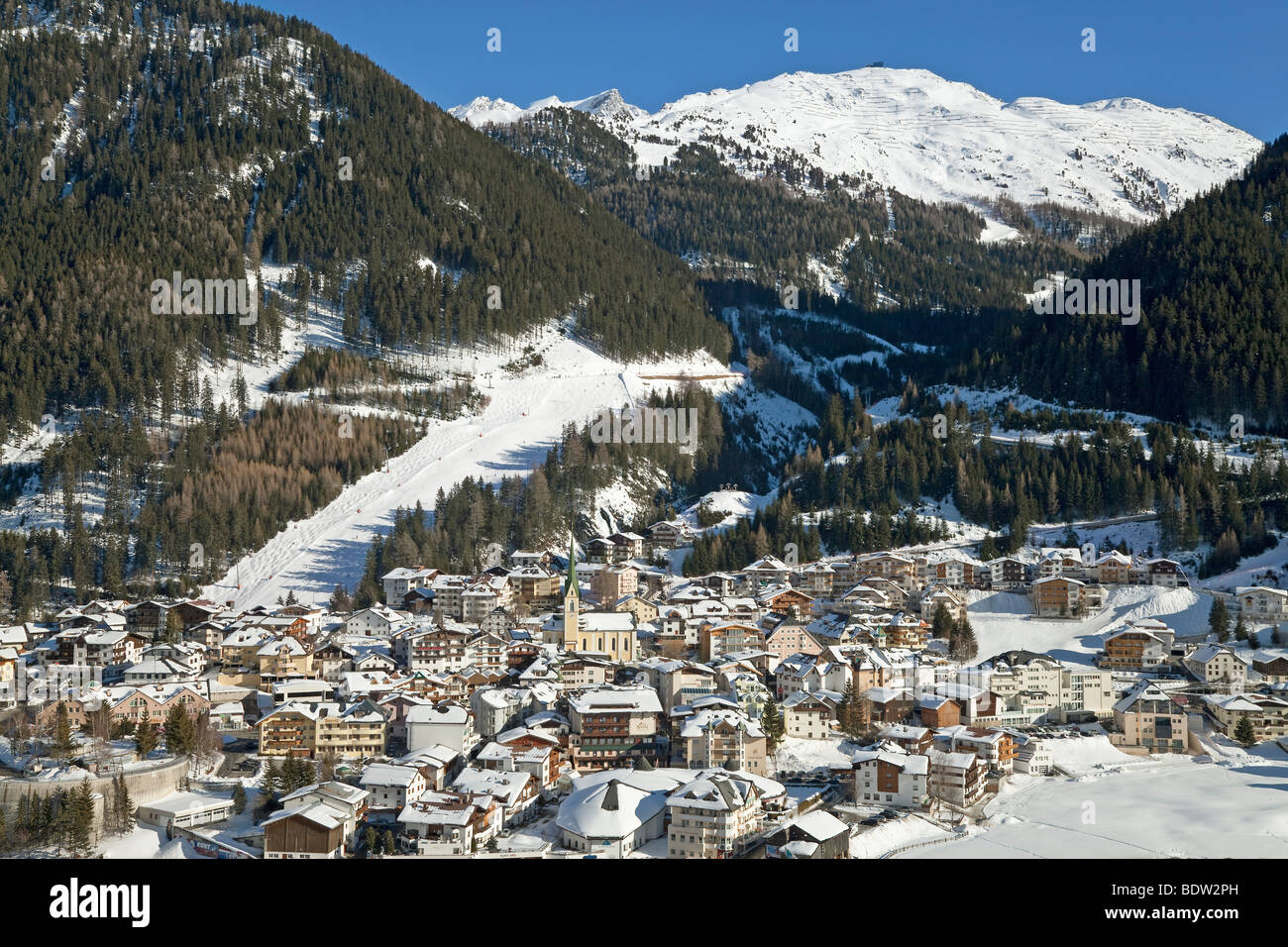 Europa austria, tirolo, Ischgl in inverno Foto Stock