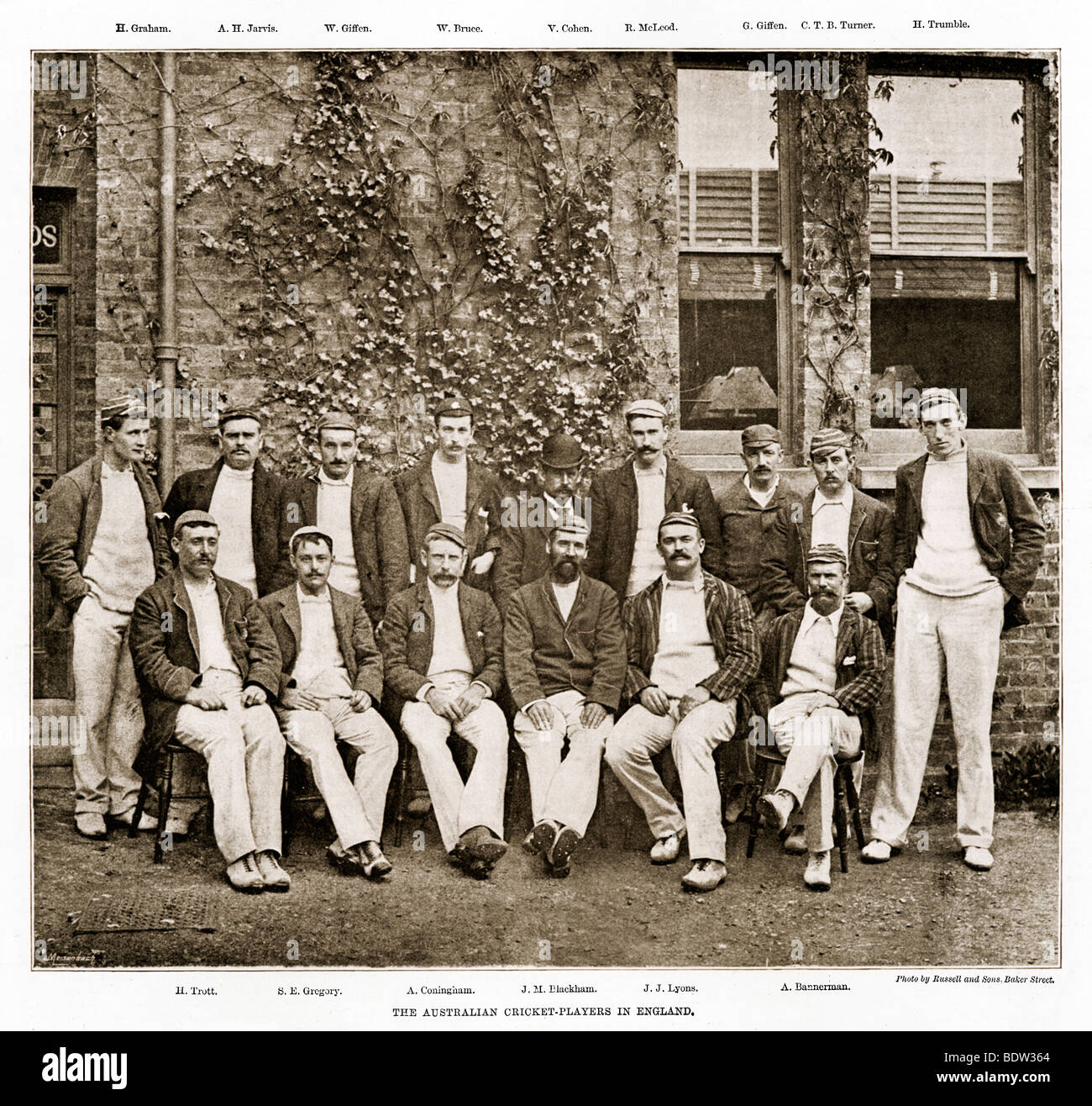 Il Cricketers australiano, 1893 fotografia di Aussie squadra di cricket in Inghilterra per le ceneri serie Foto Stock