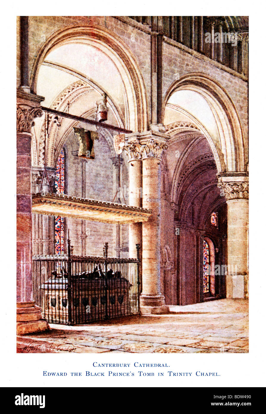 Tomba del Principe Nero, Edwardian pittura del monumento nella Cattedrale di Canterbury al figlio del re Edward III Foto Stock
