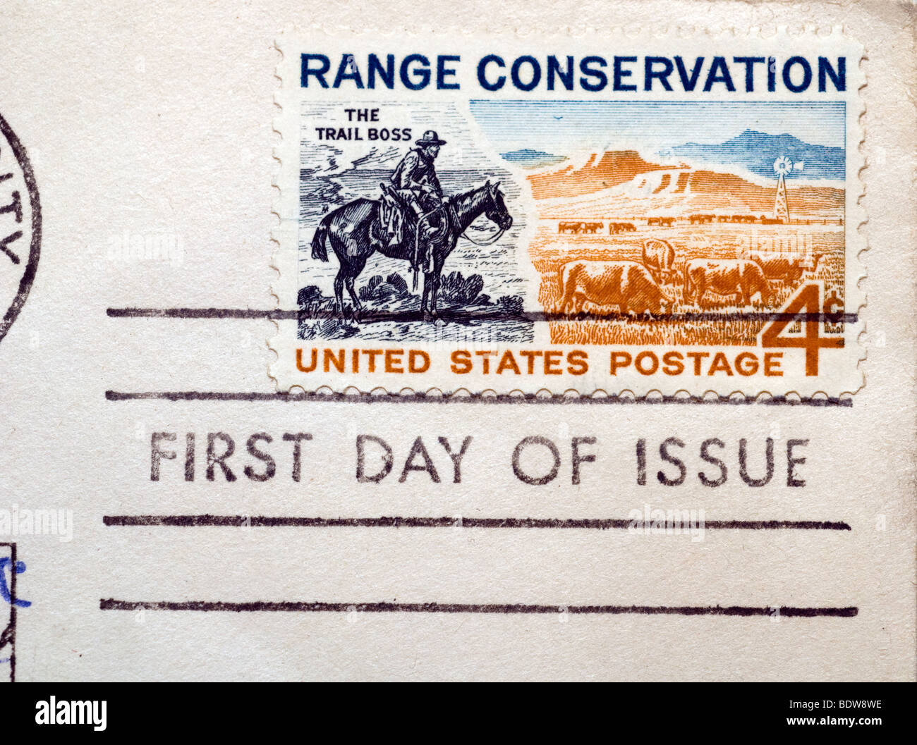 Primo giorno del rilascio cancellazioni di affrancatura postale. Gamma 1961 Conservazione. (© Richard B. Levine) Foto Stock