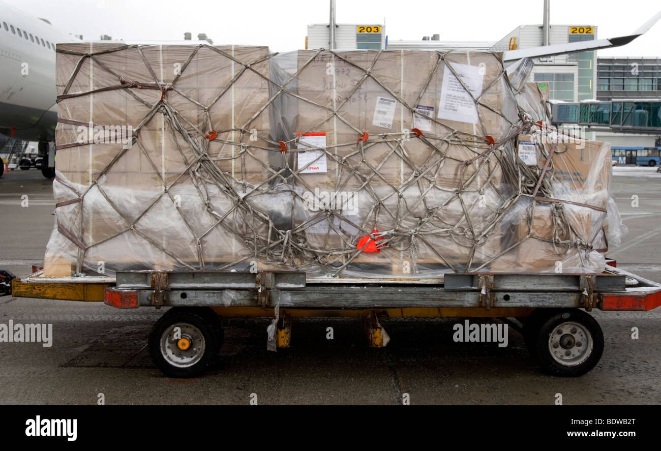 Air Cargo presso l'aeroporto di Monaco di Baviera Franz Josef Strauss di Monaco di Baviera, Baviera, Baviera, Germania, Europa Foto Stock