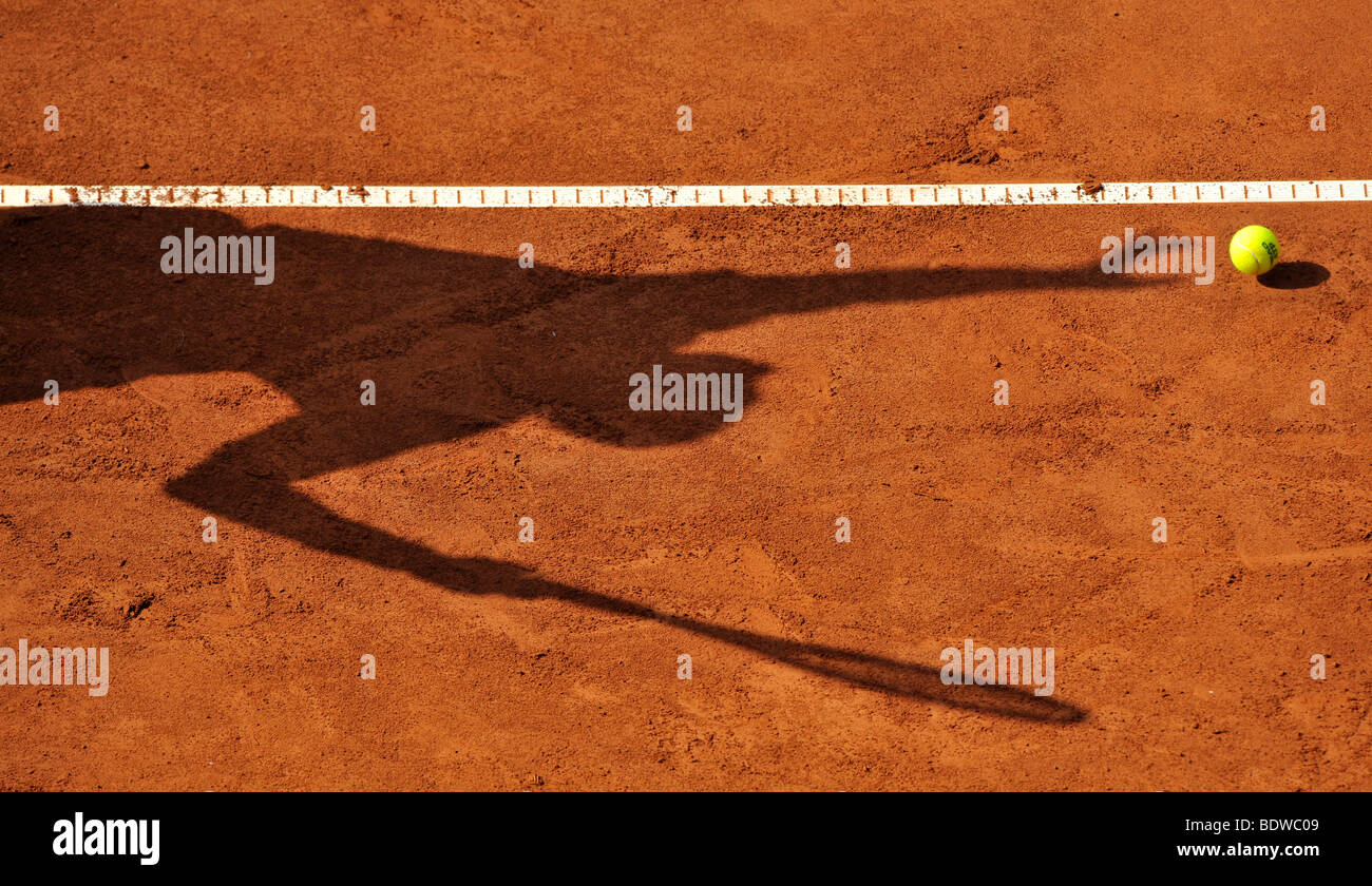 Campo da tennis, ombra servire Foto Stock