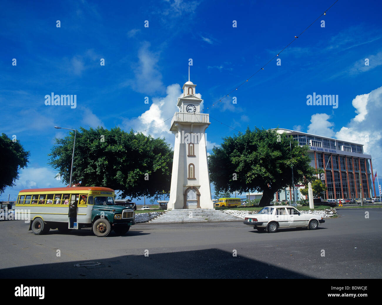 Samoa occidentale, Isola Upolu, Apia, vista del Clock Tower nel centro di Apia Foto Stock