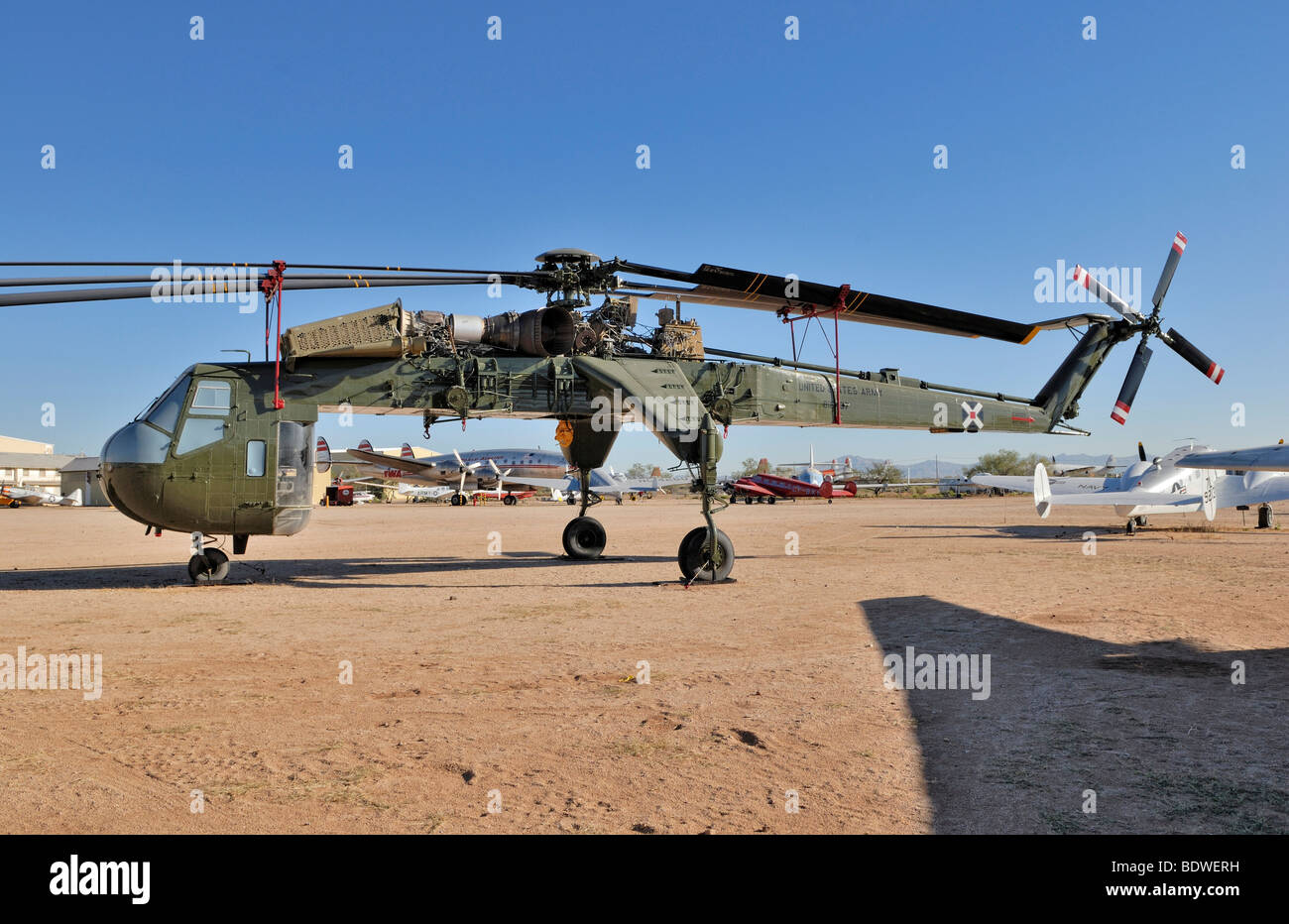 Cargo in elicottero Sikorsky CH 54A, skycrane, dal 1964, Pima Air & Space Museum, Tucson, Arizona, Stati Uniti d'America Foto Stock