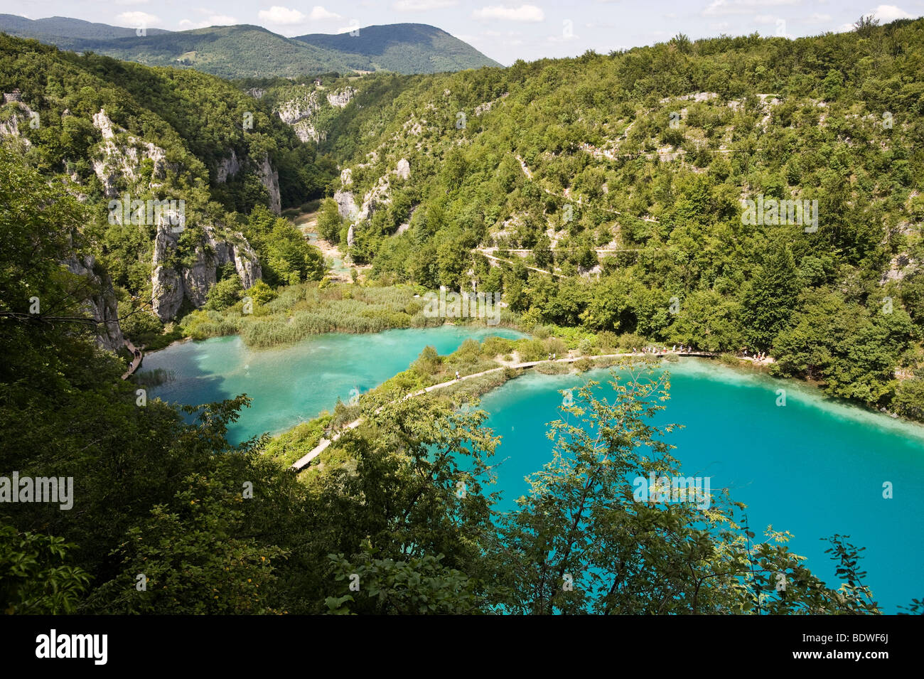 I Laghi di Plitvice, il Parco Nazionale dei Laghi di Plitvice, Croazia, Europa Foto Stock