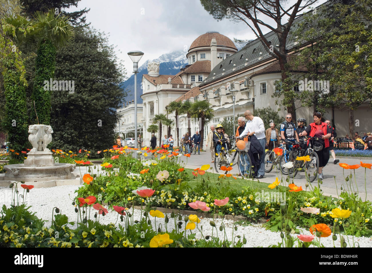 Spa Hotel, i giardini del centro termale, Merano, Trentino, Alto Adige, Italia, Europa Foto Stock