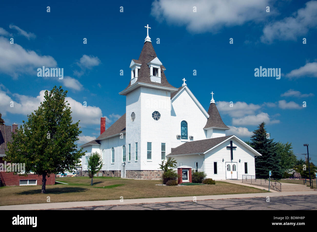 Il San Bonifacio chiesa cattolica nel Walhalla, il Dakota del Nord, Stati Uniti d'America. Foto Stock