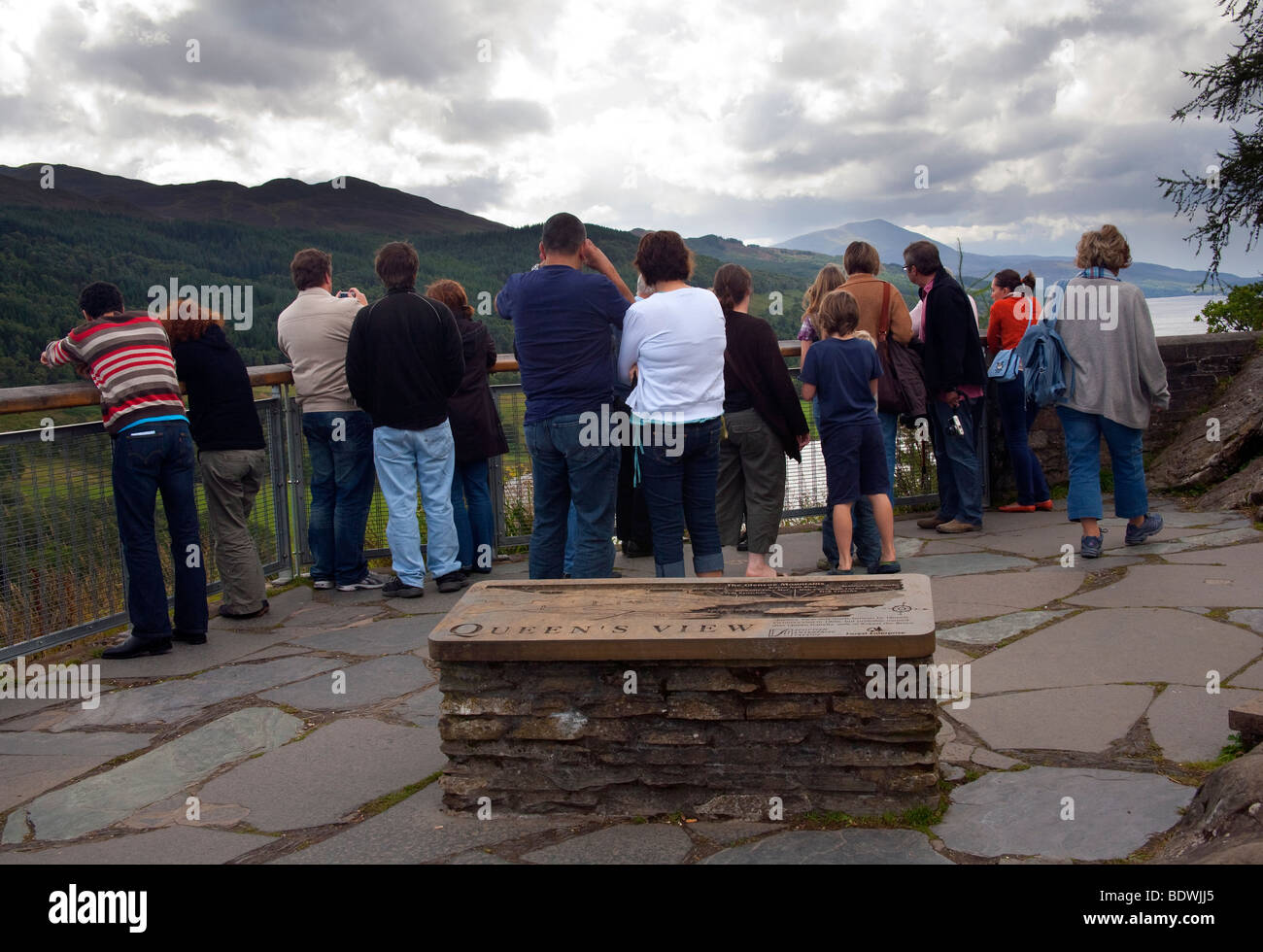 Vista sul Loch Tummel a Schiehallion, Pitlochry, Scotland, Regno Unito Foto Stock