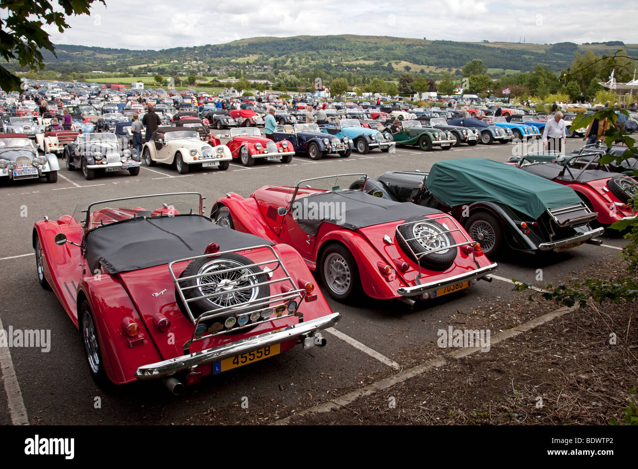 Line-up di Morgan automobili a celebrazioni centenarie Cheltenham Racecourse UK Agosto 2009 Foto Stock