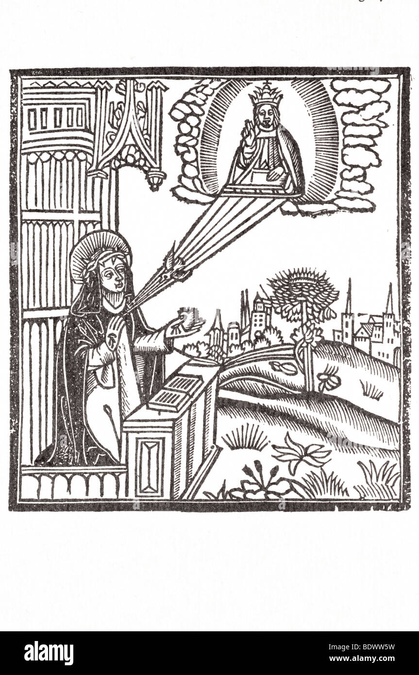W de worde 1519 28 sett santa Caterina da Siena frutteti di syon santa Caterina in un mantellate abitudine nimbus e corona di spine le Foto Stock