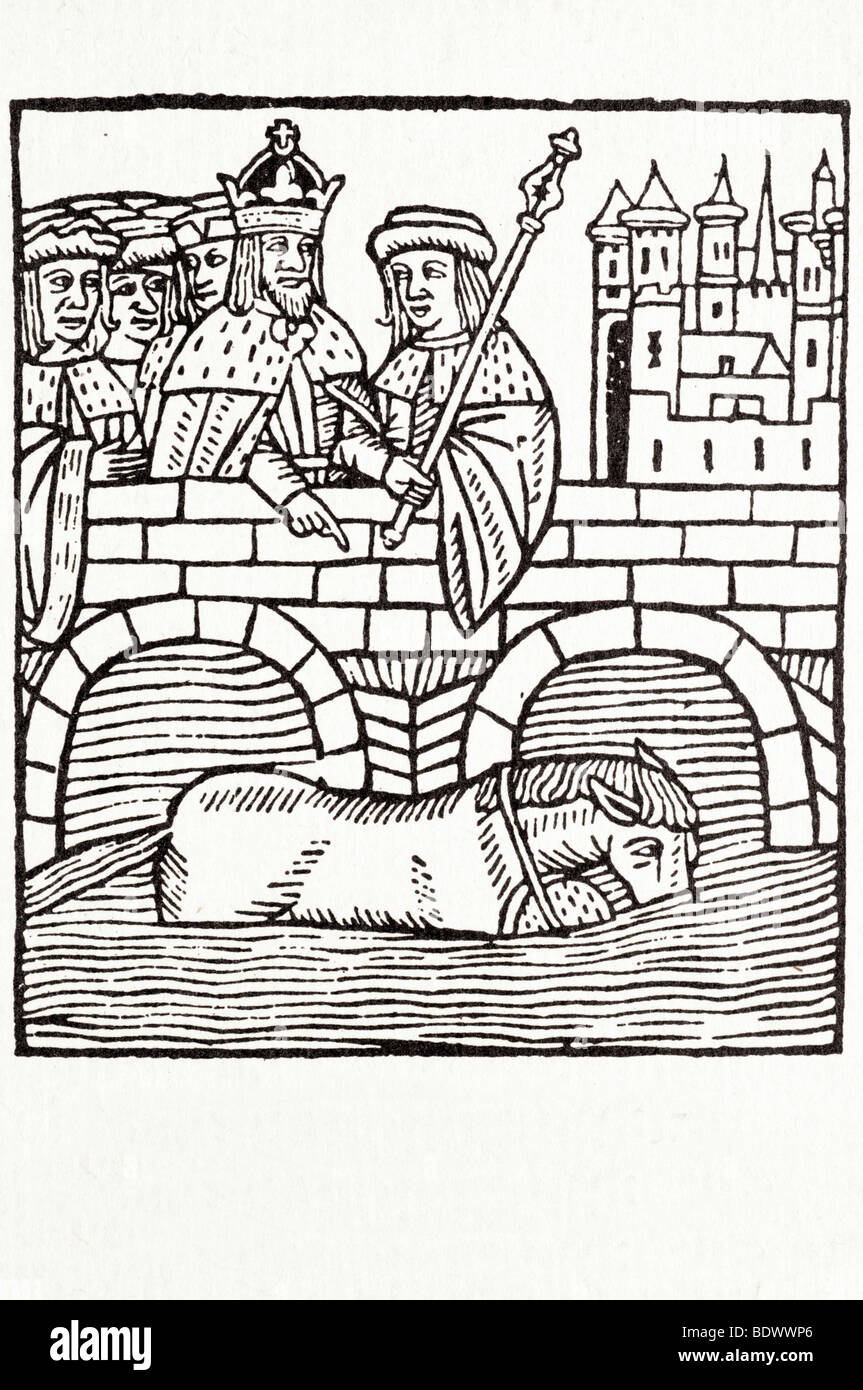 R pynson 1513 distruzione di Gerusalemme un pastore con la zampogna un cane un cane pastore seduto per terra una RAM e quattro ella Foto Stock