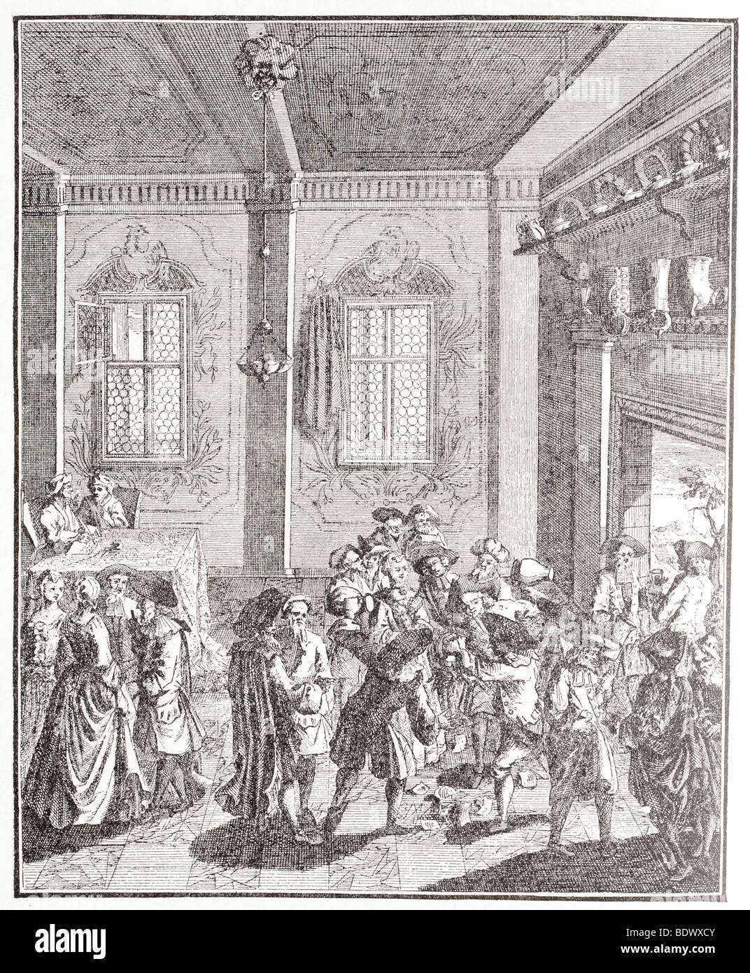 Di scena a un fidanzamento di ebrei tedeschi del XVIII secolo Foto Stock