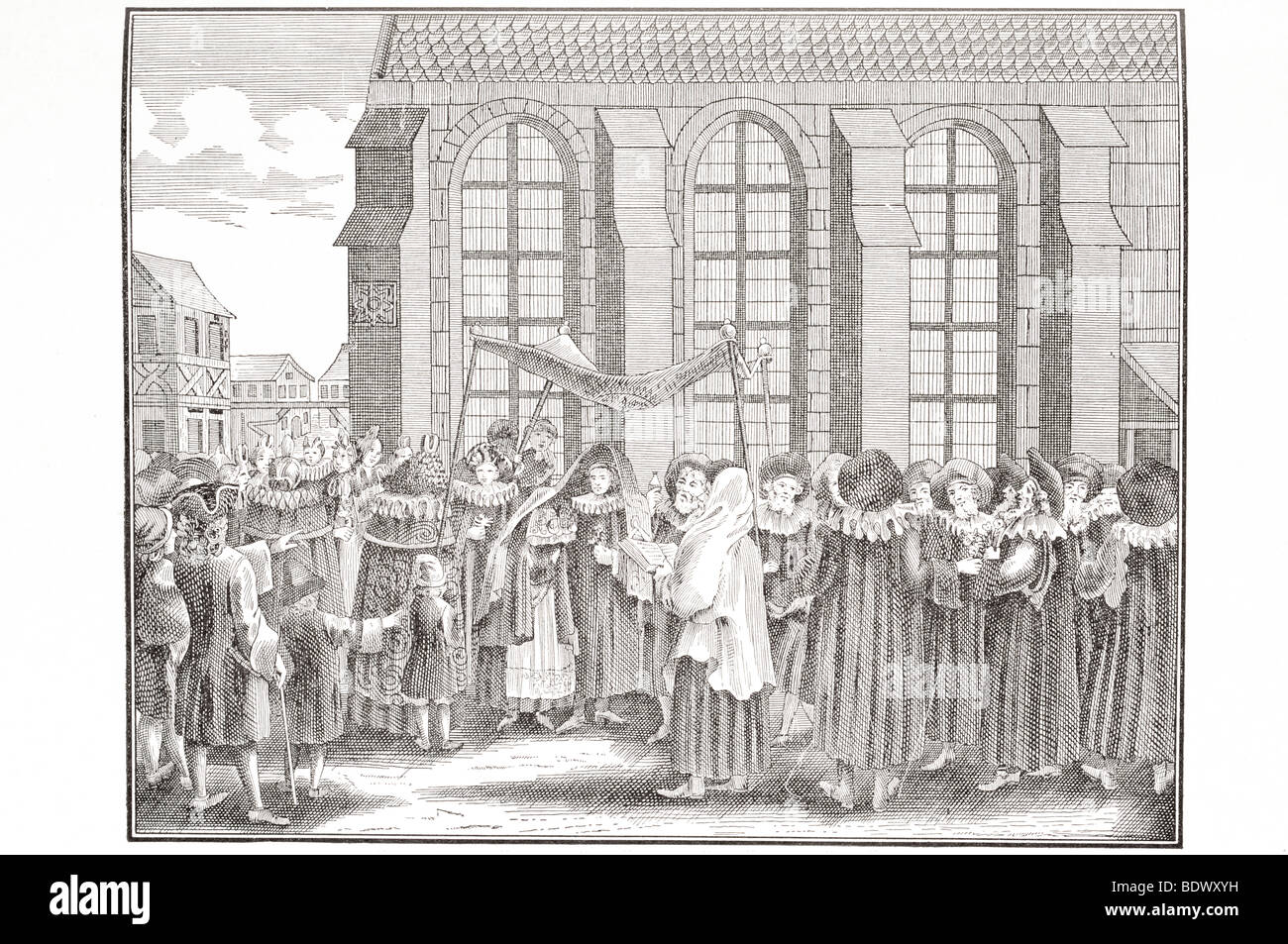 Cerimonia di matrimonio tra ebrei di Norimberga i primi anni del XVIII secolo Foto Stock