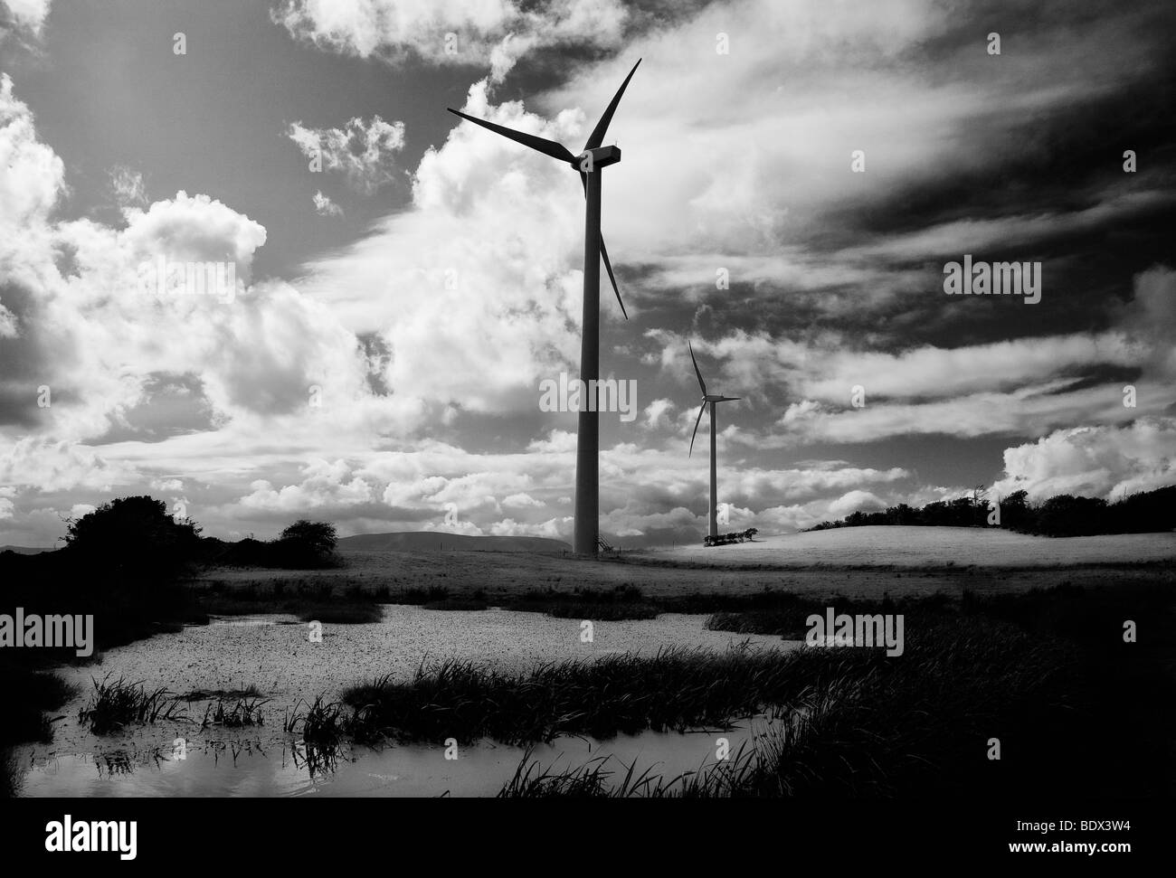 Per centrali eoliche Beallough, Sopra Portlaw, nella contea di Waterford, Irlanda Foto Stock