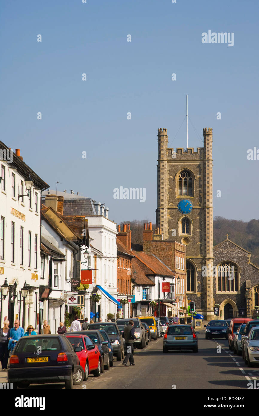 HART Street con St Mary the Virgin Church, Henley-on-Thames, Oxfordshire, Inghilterra, Regno Unito, Europa Foto Stock