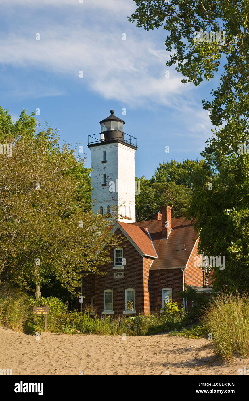 Presque Isle faro sul Lago Erie in Presque Isle State Park di Erie in Pennsylvania, Stati Uniti Foto Stock