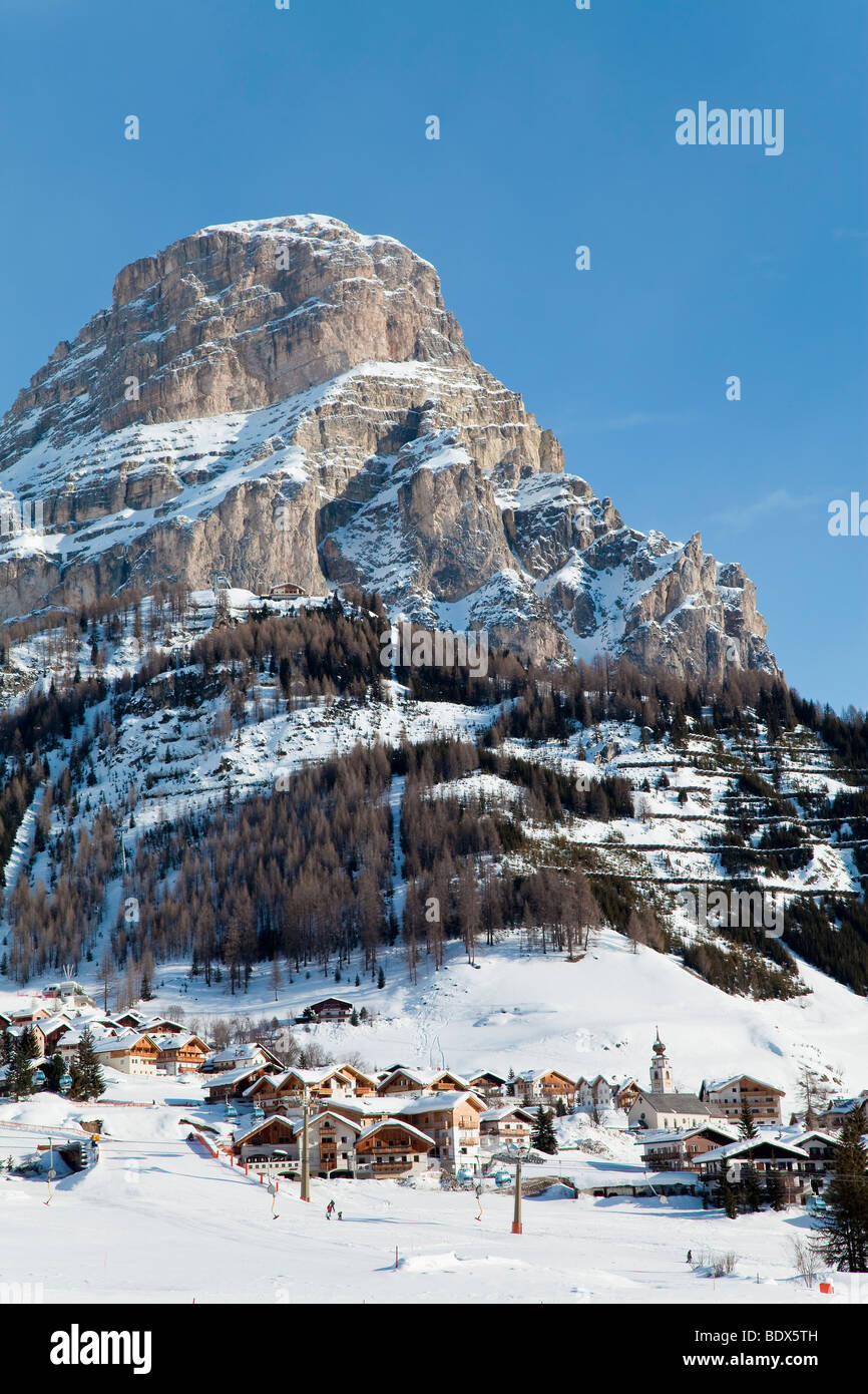 Colfosco in Badia, il massiccio del Sella gamma, Dolomiti, Alto Adige, Trentino Alto Adige, Italia Foto Stock