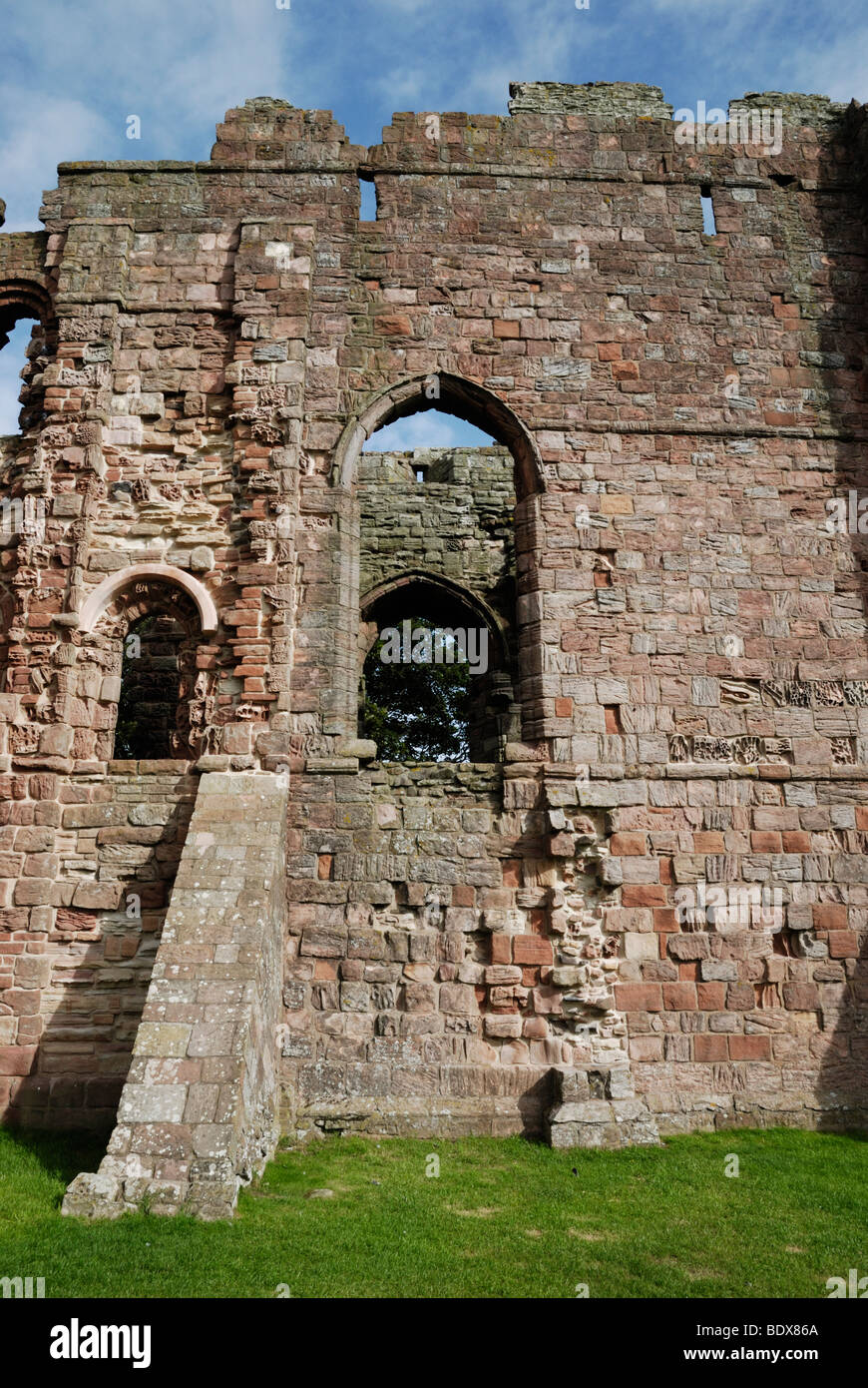 Lindisfarne Priory, Isola Santa, Northumberland, Inghilterra. Foto Stock