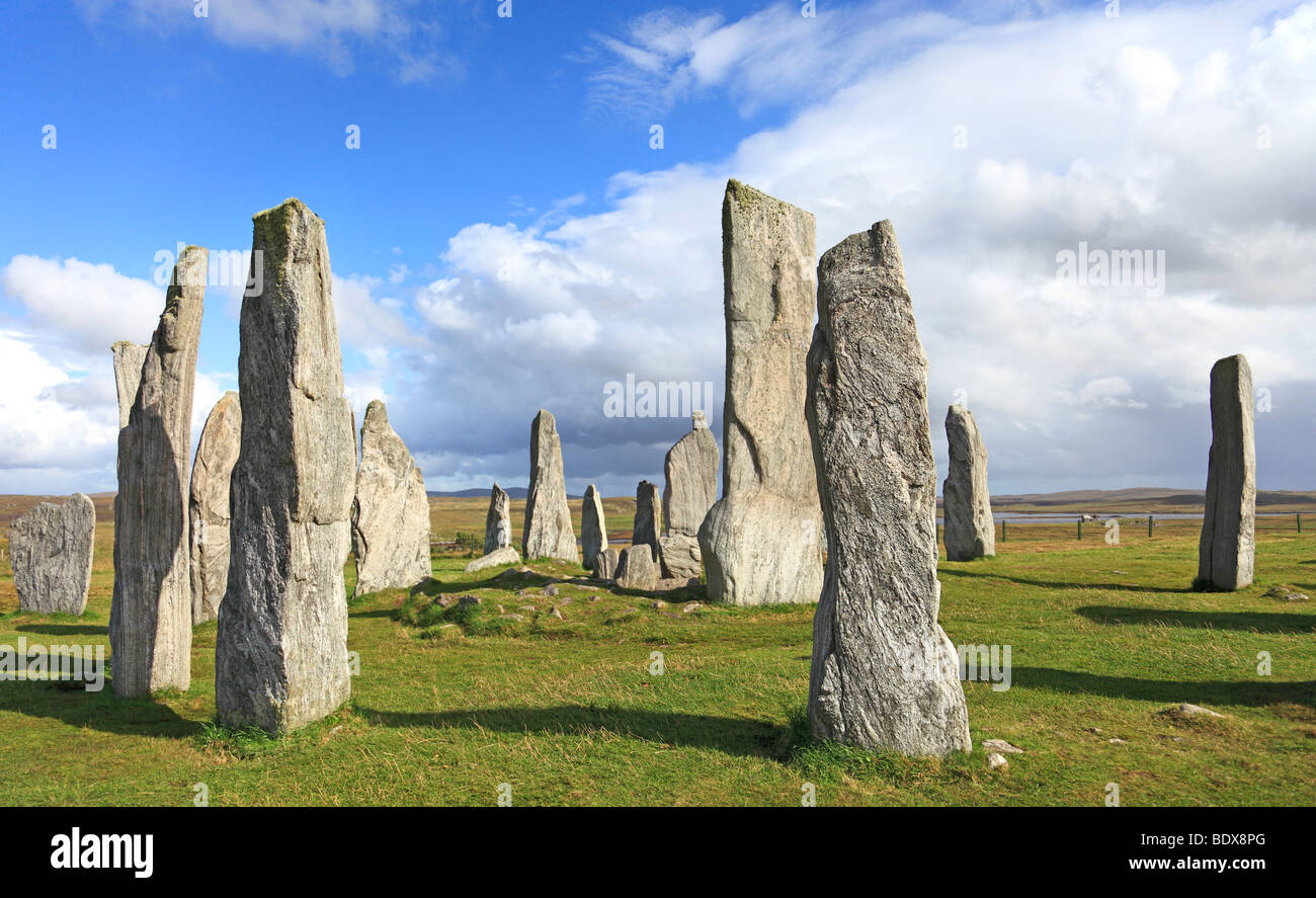 Callanish Standing Stones, isola di Lewis, Hebrdies esterna, Scozia Foto Stock