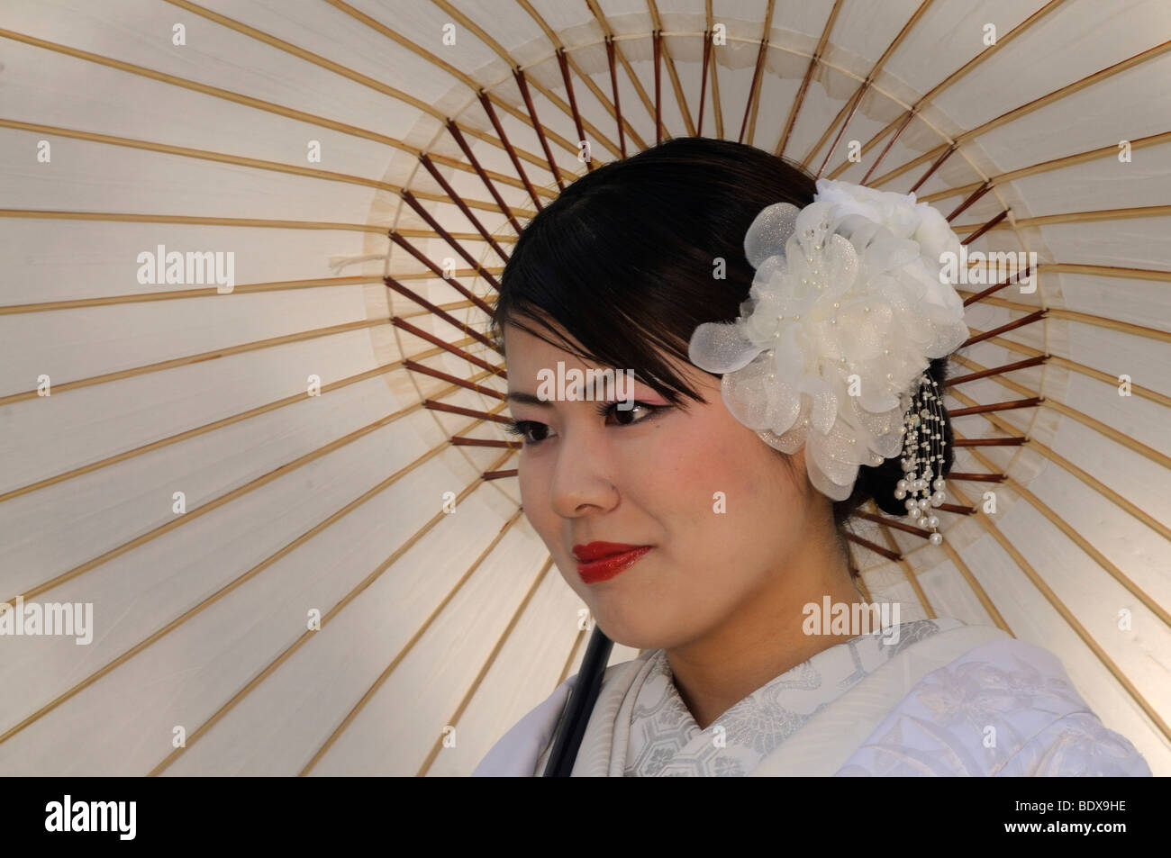 Sposa giapponese con un ombrellino di carta, Kyoto, Giappone, Asia orientale, Asia Foto Stock Sposa giapponese con un ombrellino di carta, Kyoto, Giappone, Asia orientale, Asia Foto Stock