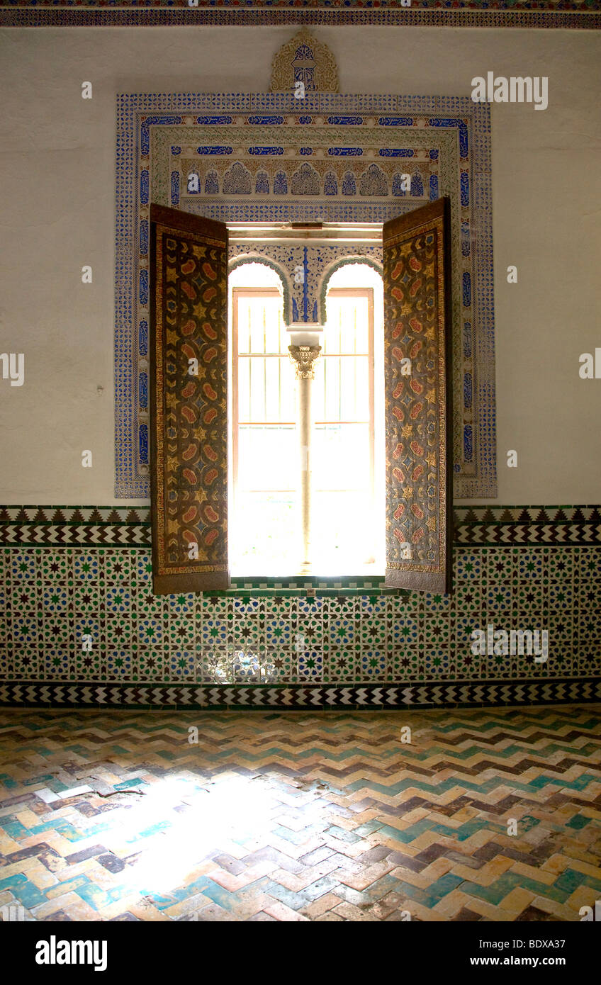 Alcazar, Arabian Royal Palace, Barrio Santa Cruz di Siviglia, in Andalusia, Spagna, Europa Foto Stock