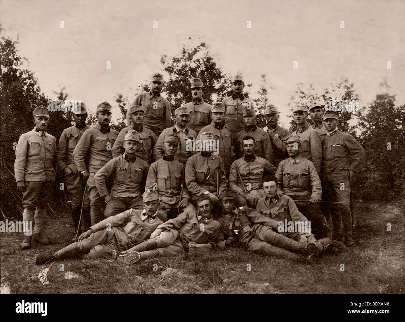 Il gruppo di soldati, fotografia storica, circa 1945 Foto Stock