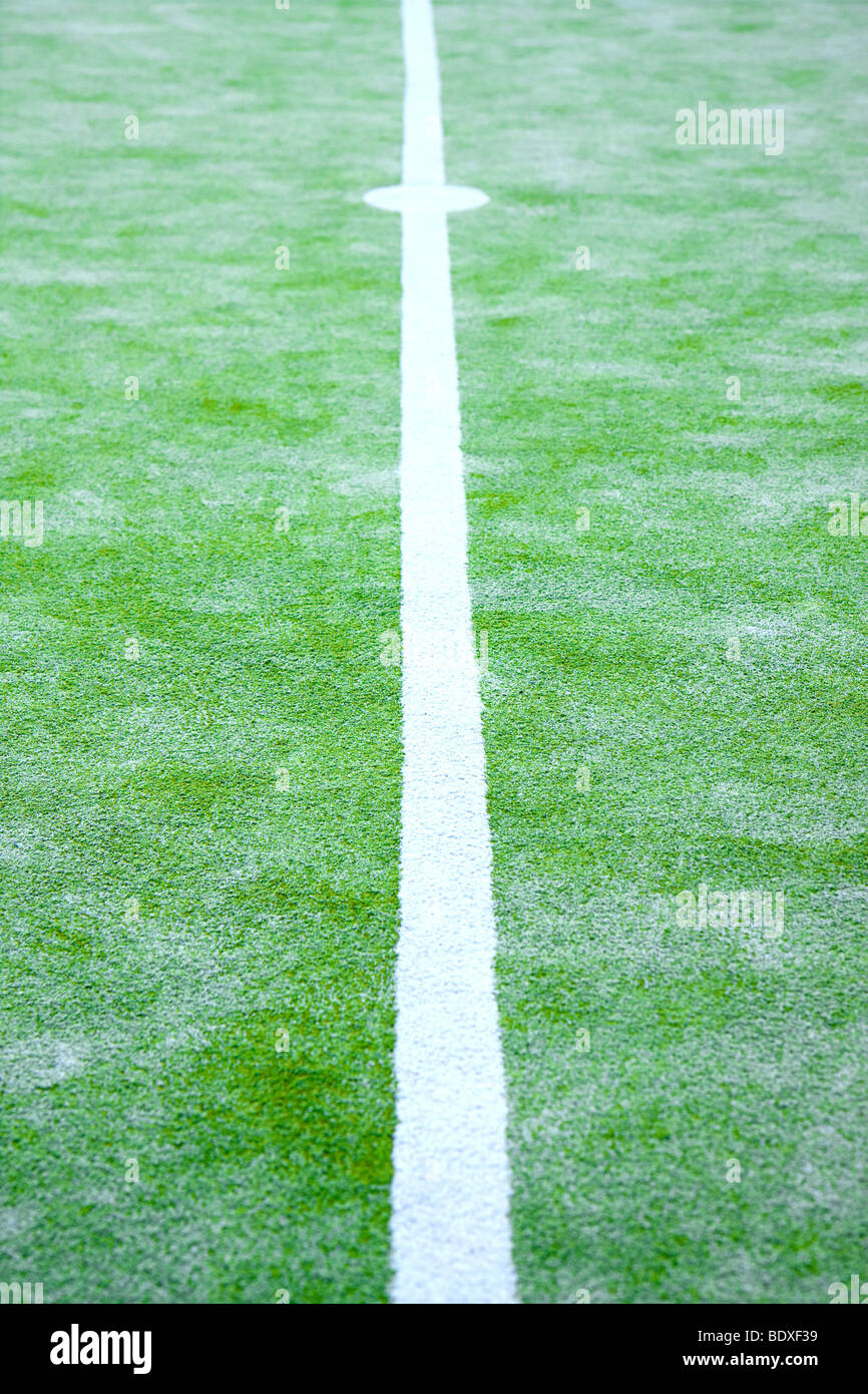 La linea bianca su sportground Foto Stock
