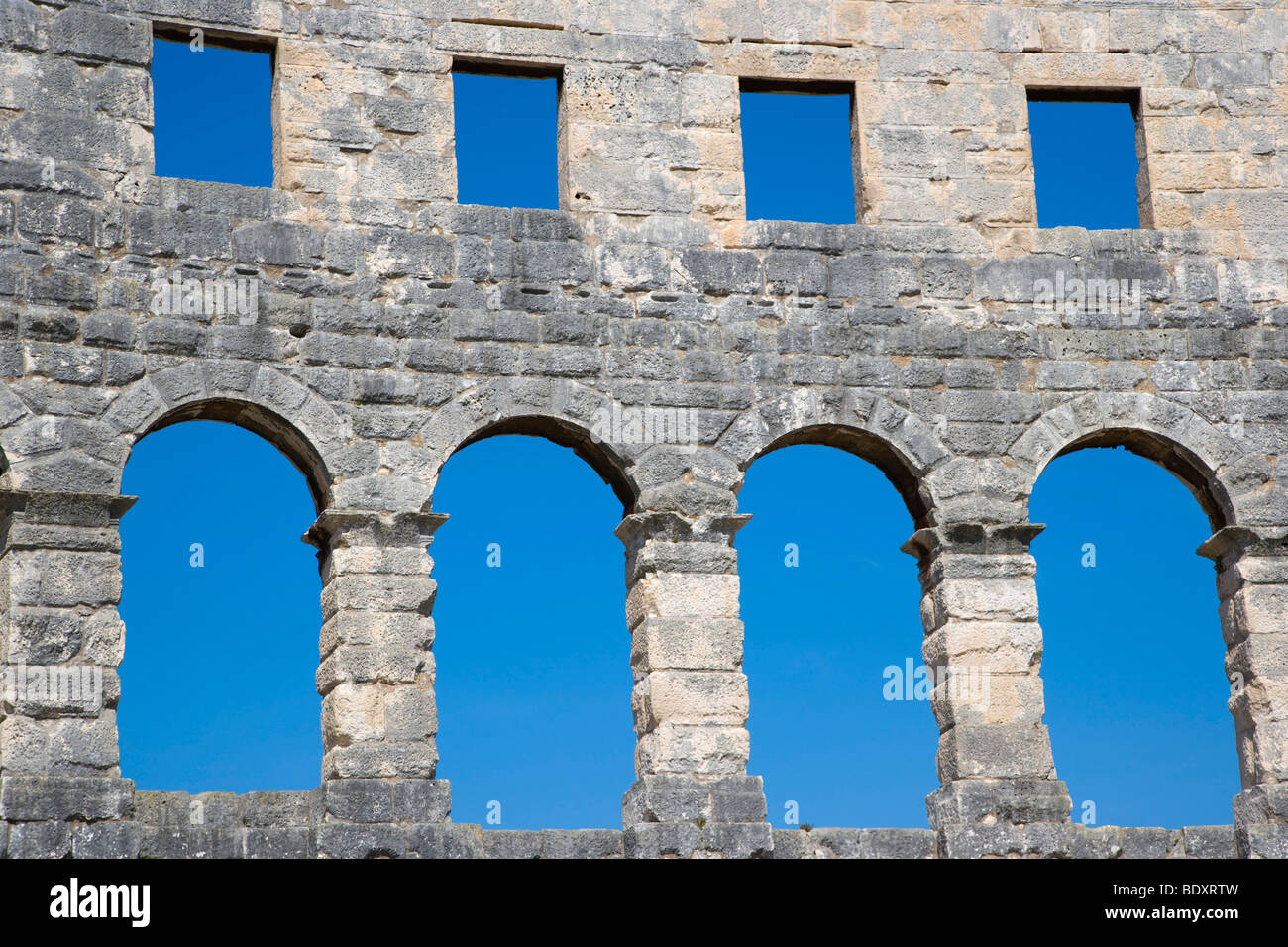 Arena di Pola, anfiteatro romano di Pola, Istria, Croazia, Europa Foto Stock