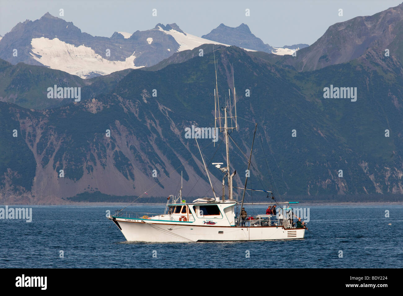 Seward, Alaska - uno sport pesca in barca nella baia di risurrezione. Foto Stock