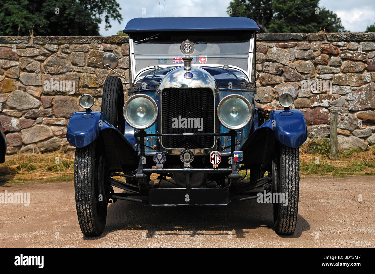 Vintage MG Super Sport, Morris Oxford, 1923, parcheggiato in un parcheggio in Staunton Harold, nelle vicinanze Calke, Ashby-de-la-Zouch, Leices Foto Stock