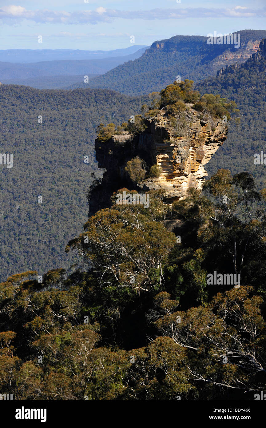 Roccia orfani, Jamison Valley, il Parco Nazionale Blue Mountains, Nuovo Galles del Sud, Australia Foto Stock