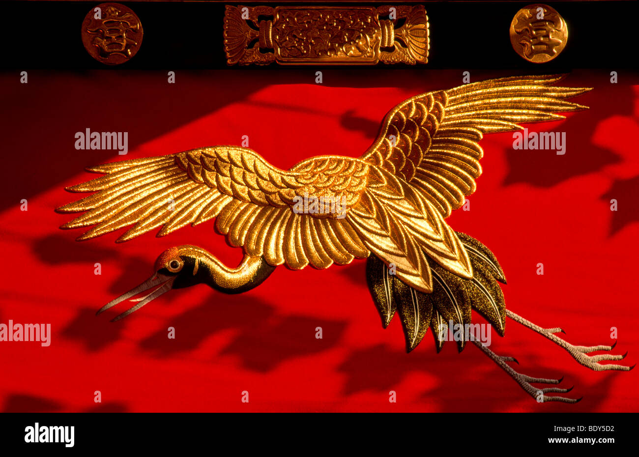 Dettaglio del tessuto decorativo su festival galleggiante a Chichibu matsuri (festival), Chichibu, nella prefettura di Saitama, Giappone Foto Stock