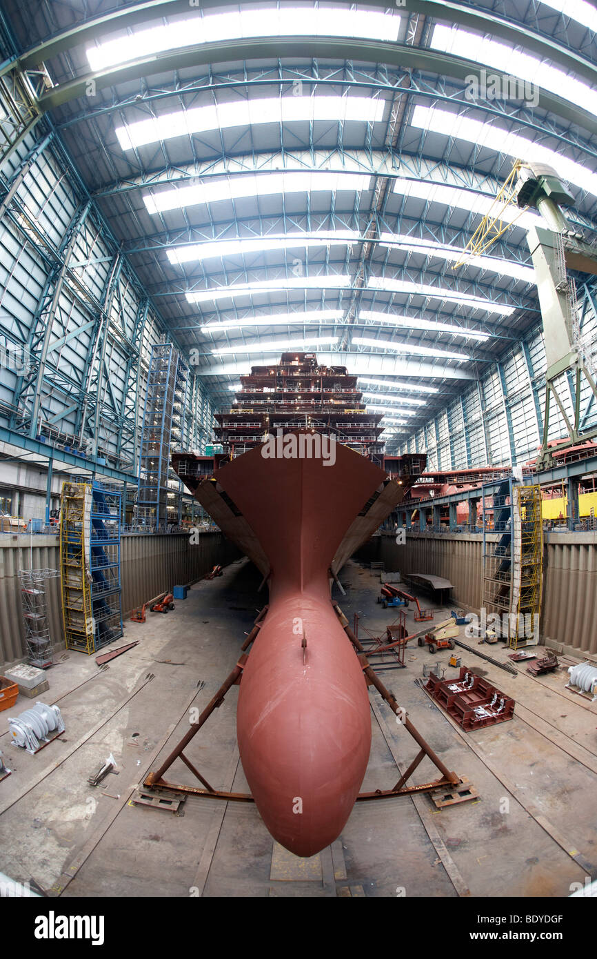 Costruzione di navi da crociera, Meyer-Werft Papenburg, Bassa Sassonia, Germania, Europa Foto Stock