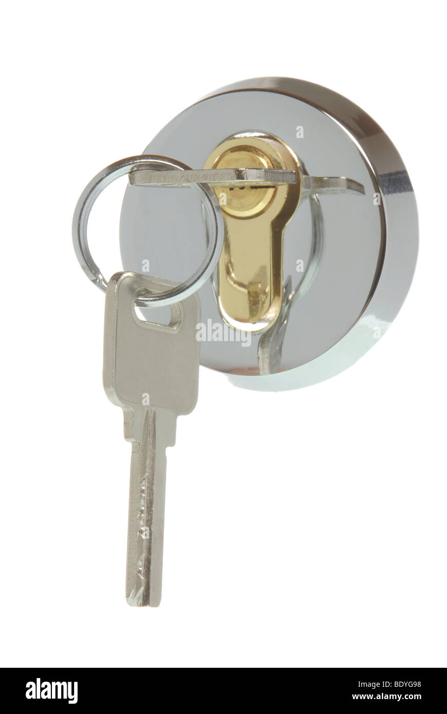 Serratura con chiavi, immagine simbolica per la sicurezza Foto Stock