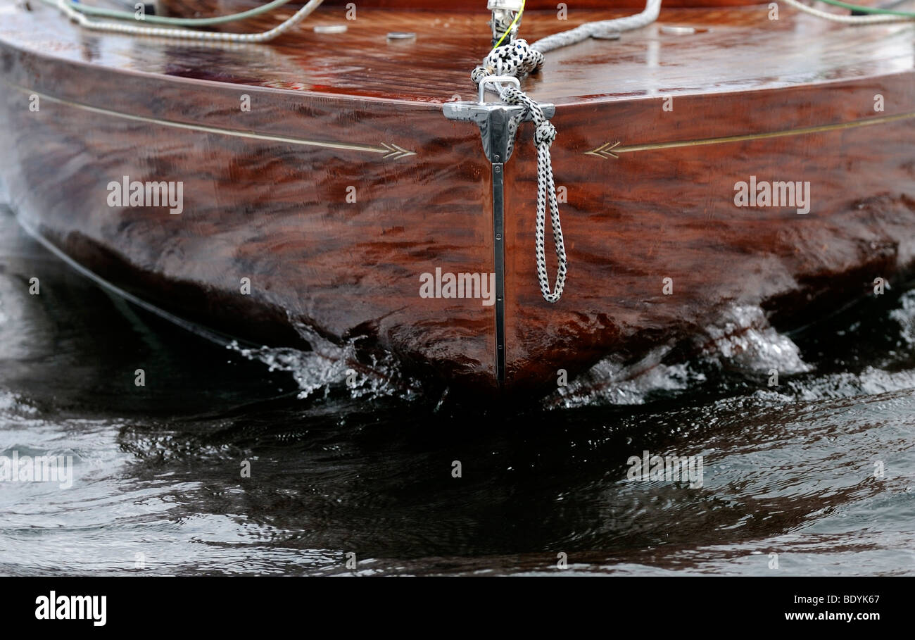 Dettaglio di una imbarcazione a vela di prua, Foto Stock