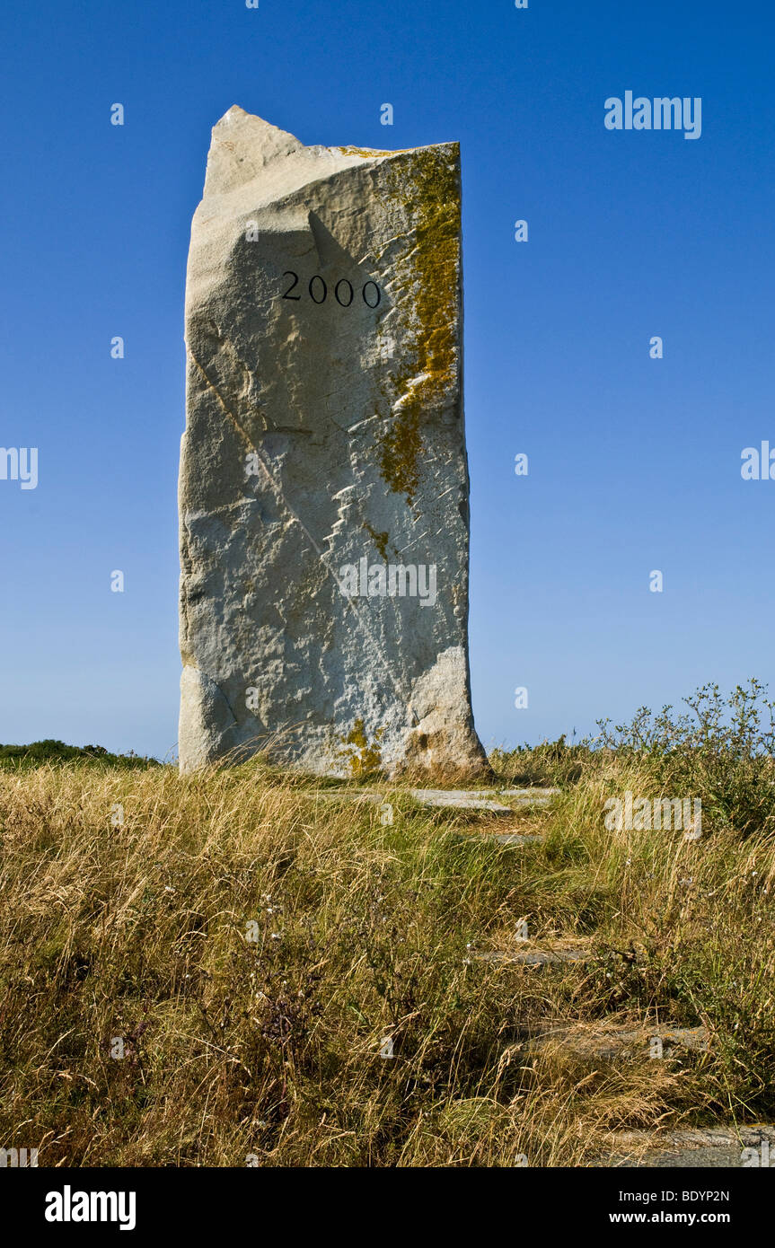 dh LAncresse comune VALE GUERNSEY Millennium pietra monumento Foto Stock