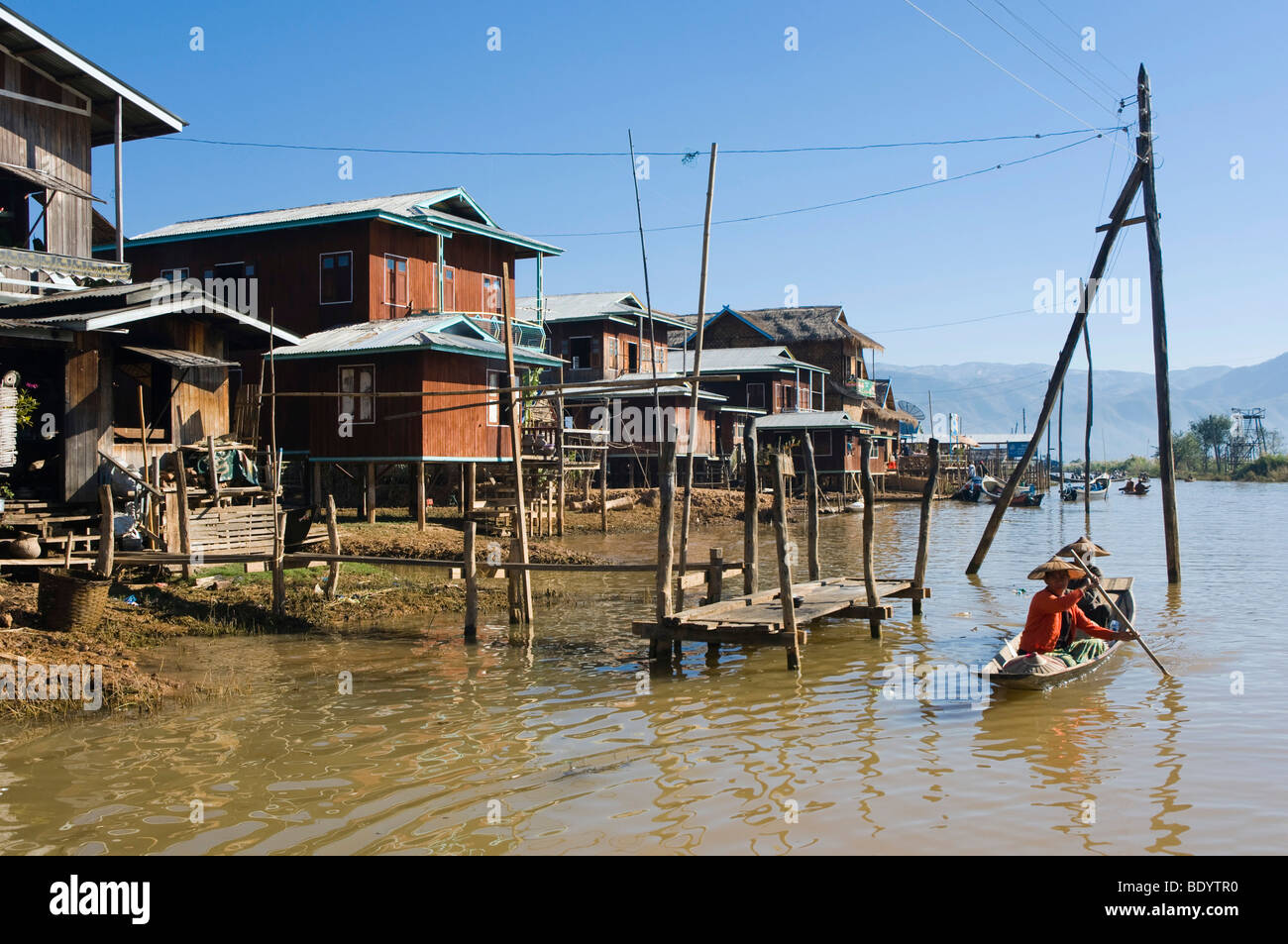 Stilt village Ywama, Lago Inle, Stato Shan, birmania, myanmar, Asia Foto Stock