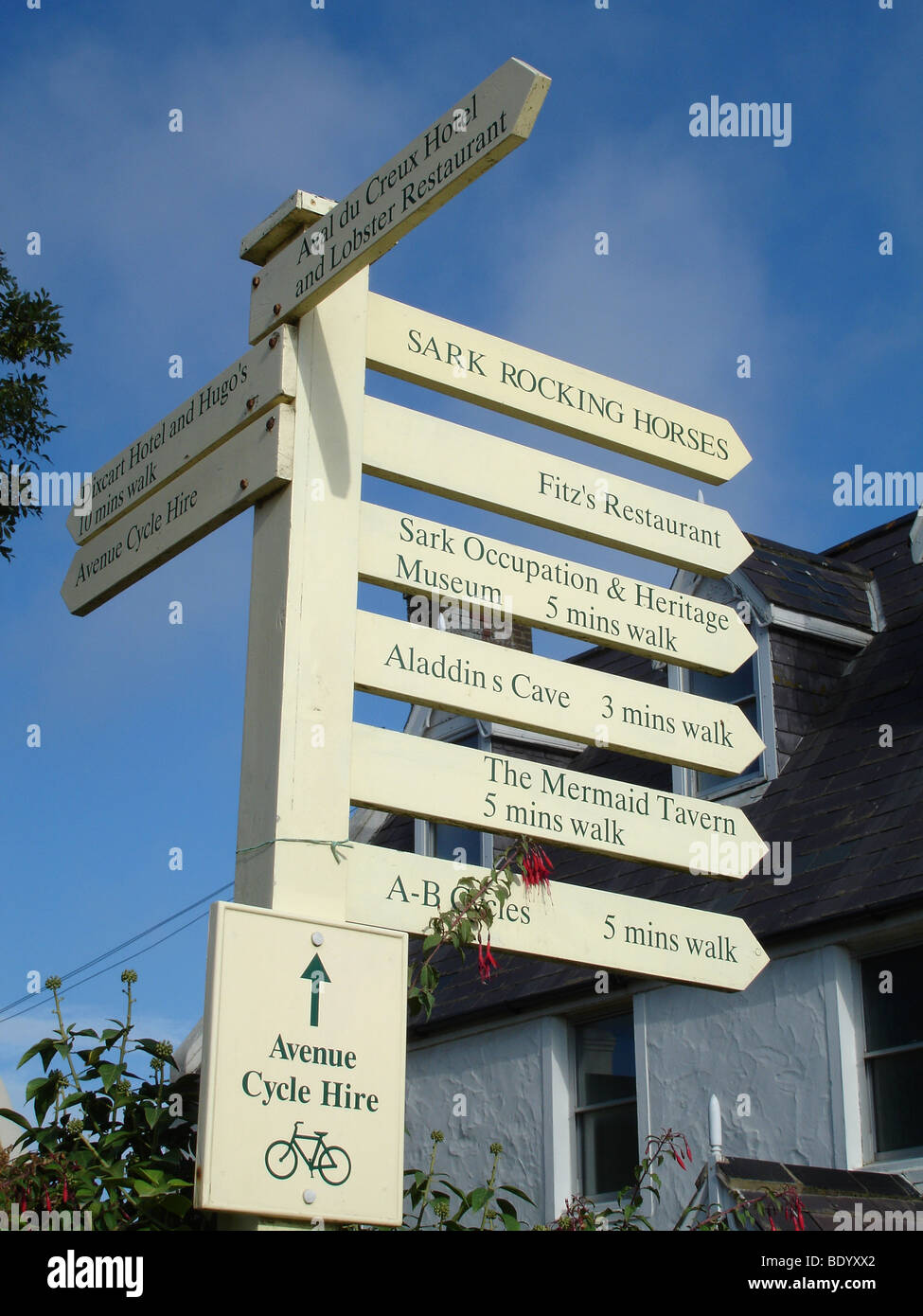 Cartello sul canale Isola di Sark Foto Stock