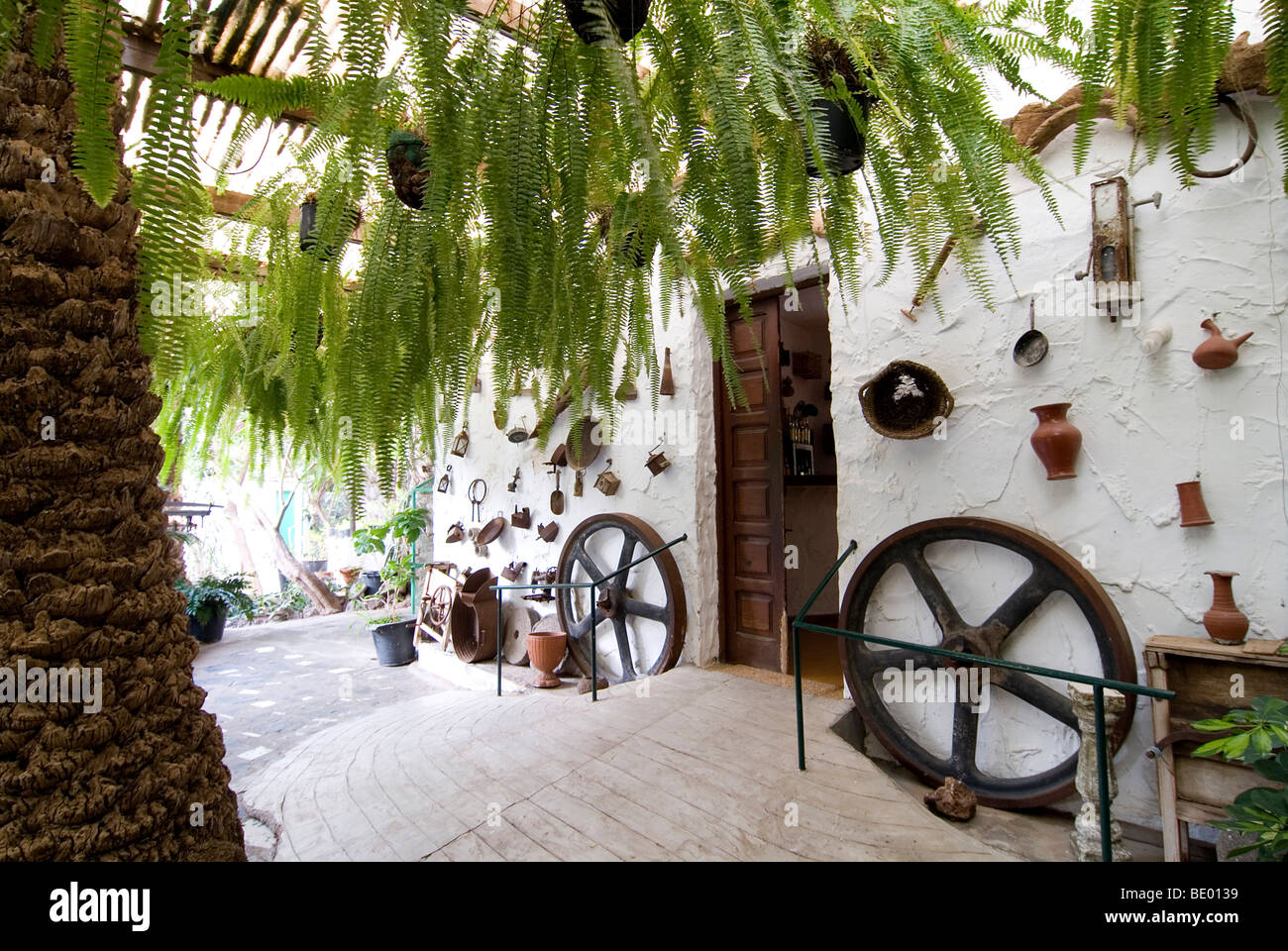 Il cortile del Museo de Piedra, Museo de Piedra, Ingenio, Gran Canaria, Isole Canarie, Spagna, Europa Foto Stock