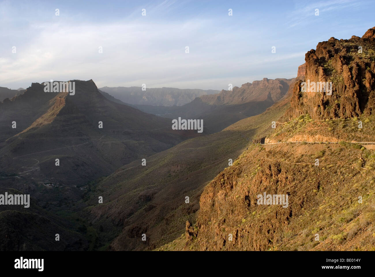 Vista su Barranco de Fataga, Gran Canaria, Isole Canarie, Spagna, Europa Foto Stock