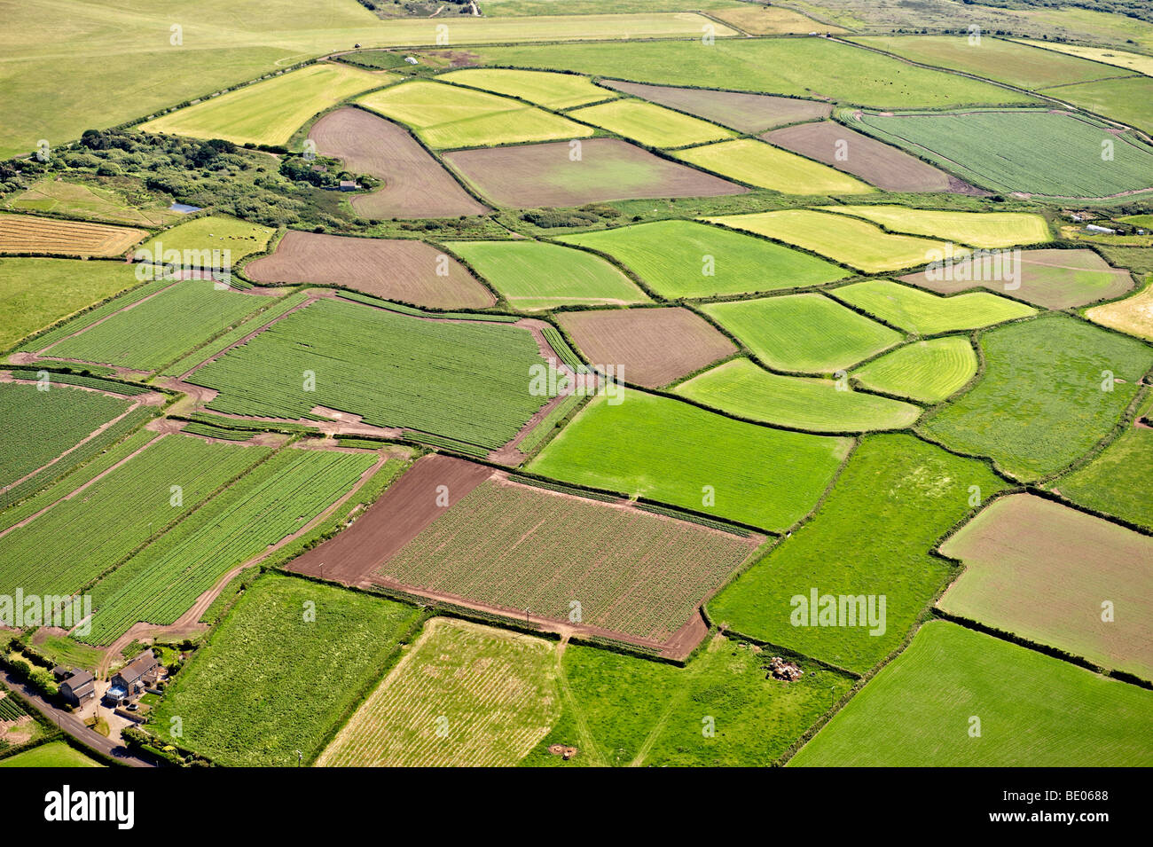 Inglese campi agricoli vista aerea Foto Stock